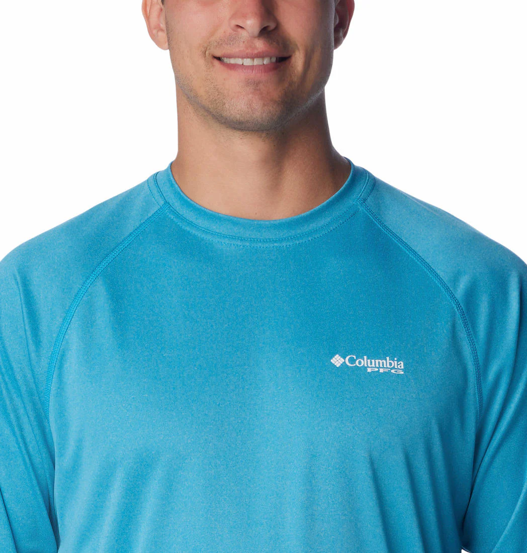 Columbia Men Blue Terminal Tackle Heather LS Shirt (Sun Protection) - Image 8