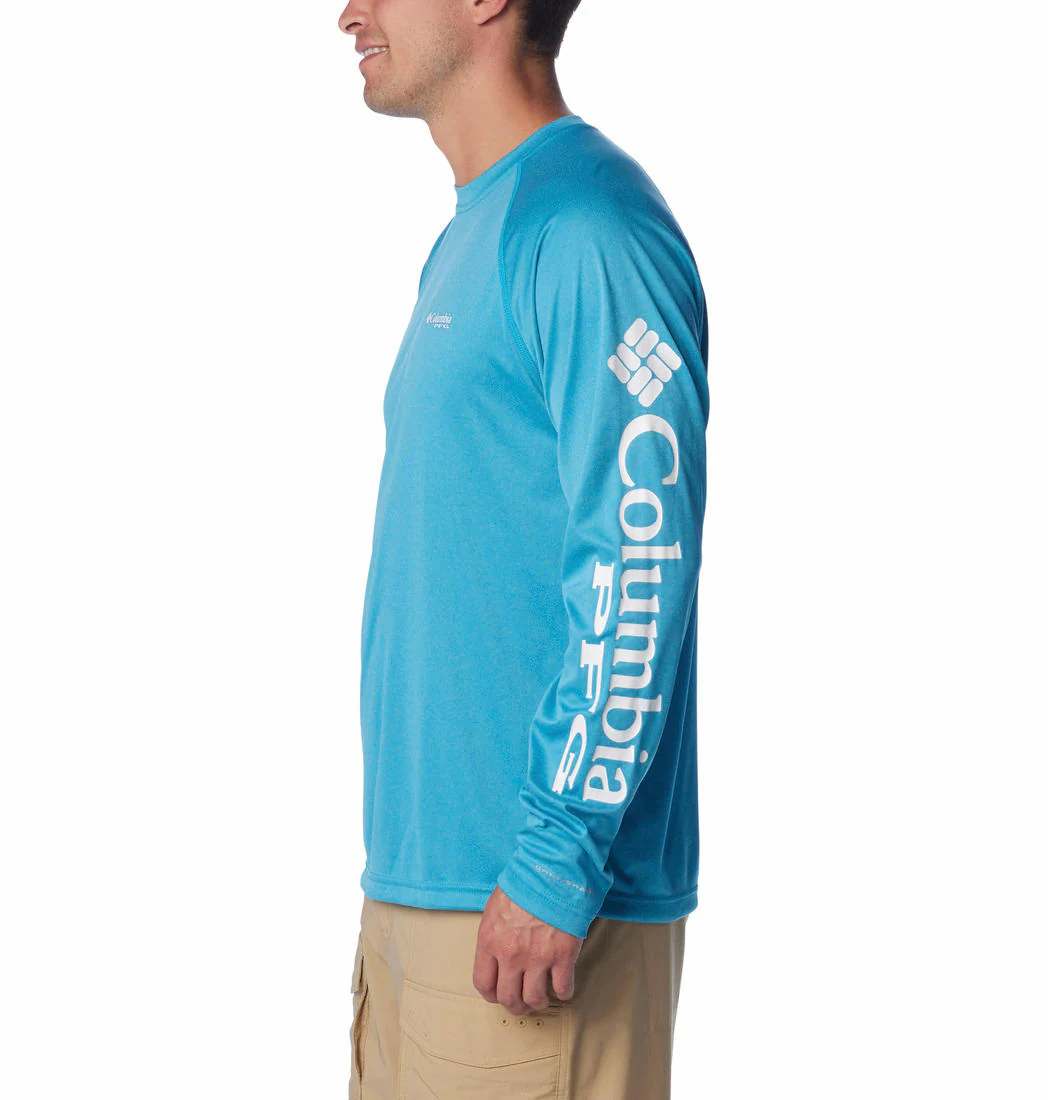 Columbia Men Blue Terminal Tackle Heather LS Shirt (Sun Protection) - Image 9