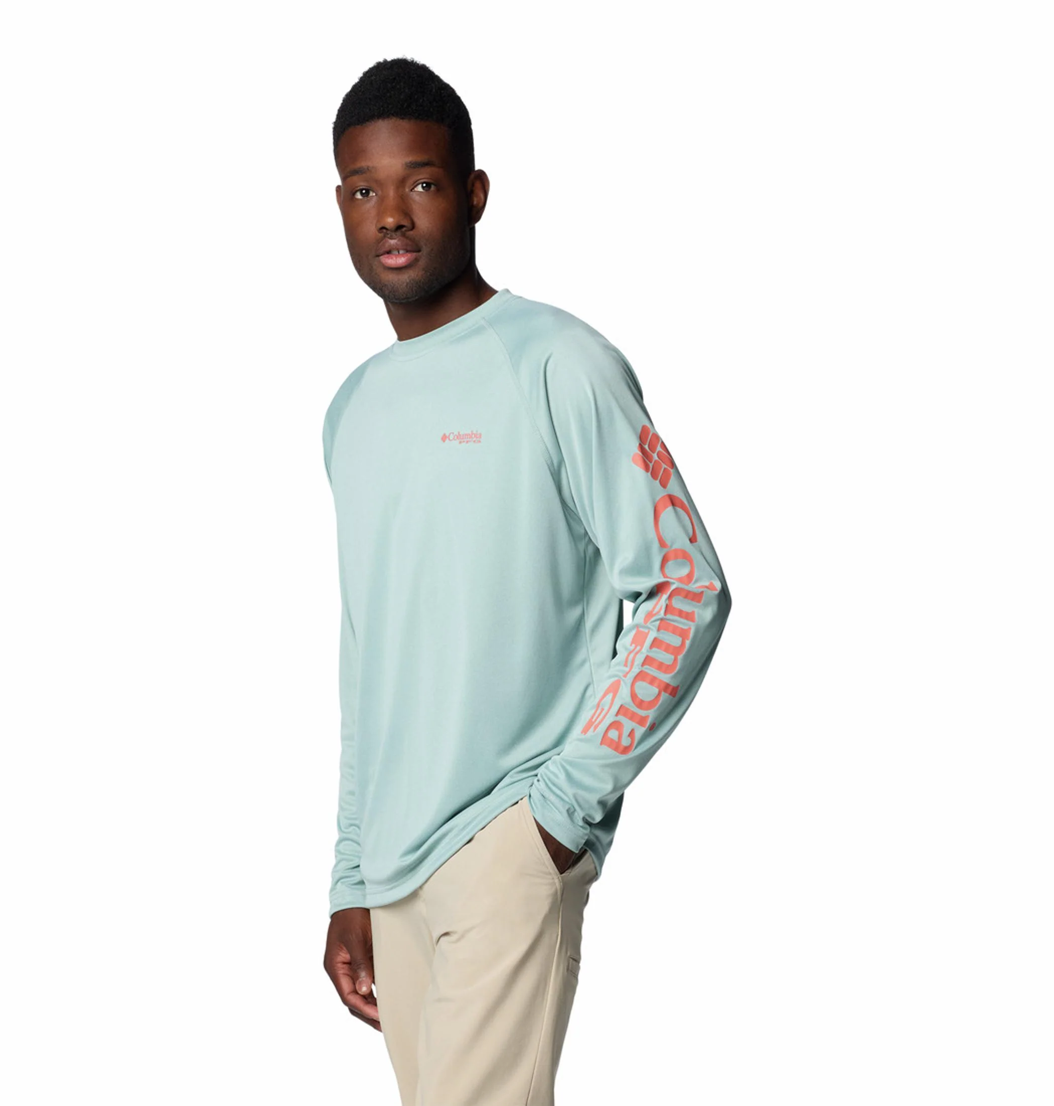 Columbia Men Blue Terminal Tackle Heather LS Shirt (Sun Protection) - Image 3