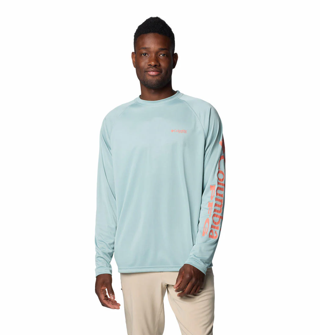 Columbia Men Blue Terminal Tackle Heather LS Shirt (Sun Protection) - Image 7