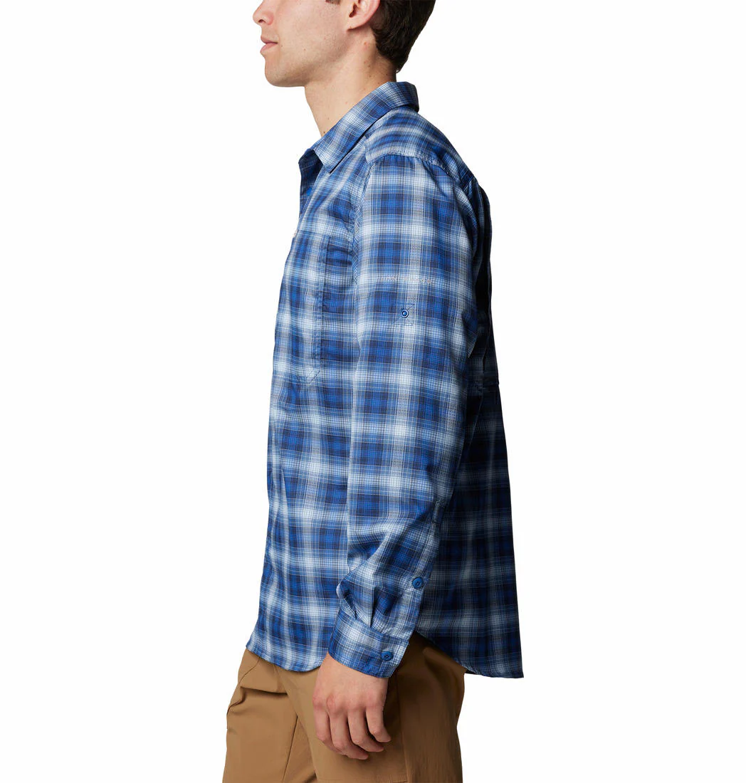 Columbia Men Blue Silver Ridge Utility Lite Plaid LS (Sun Protection) - Image 3