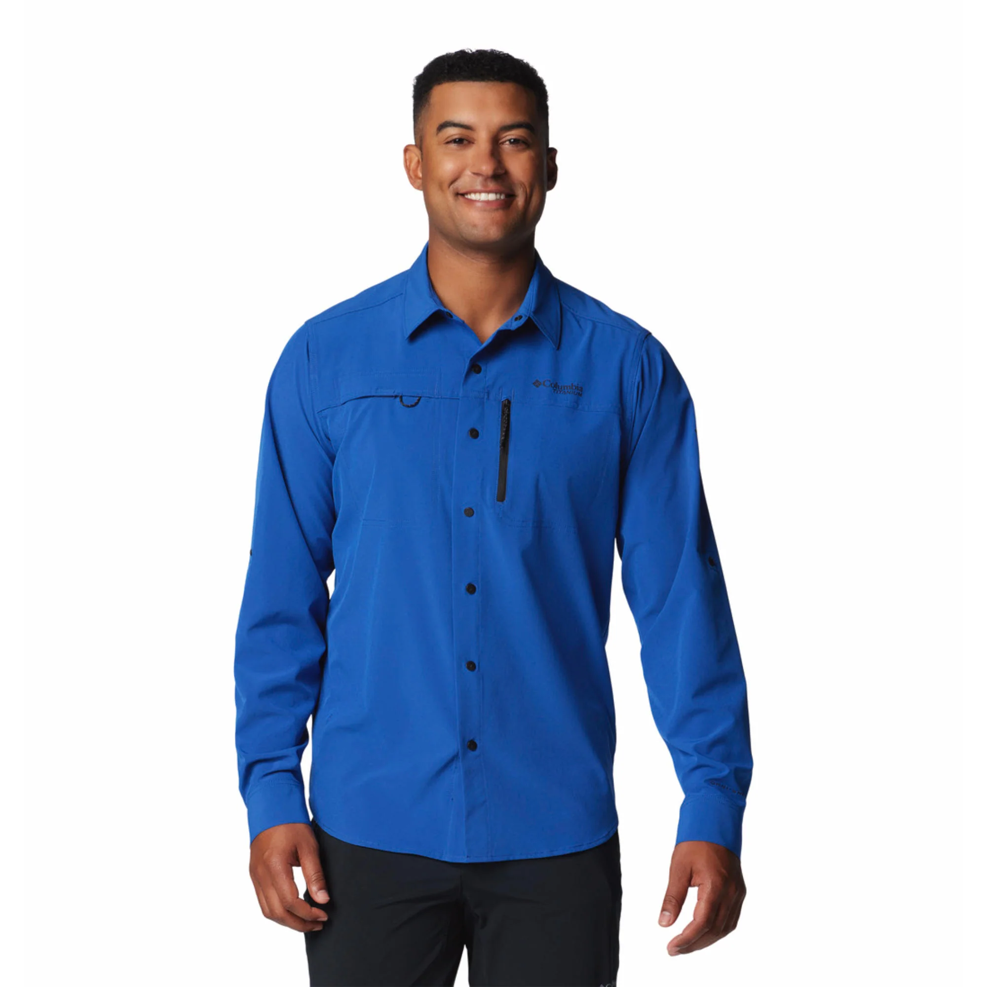 Columbia Men Blue Summit Valley Woven LS Shirt (Sun Protection)