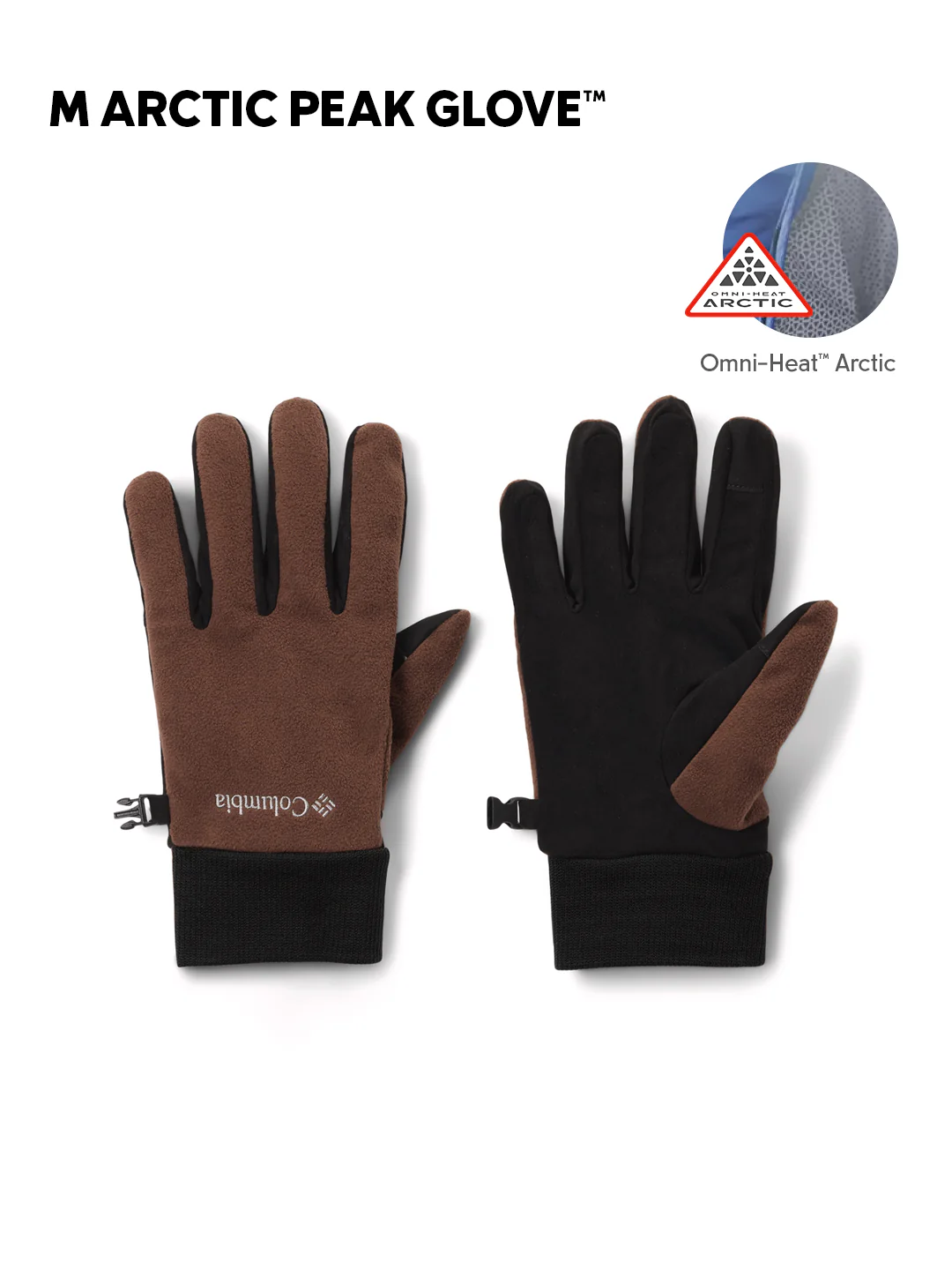Columbia Mens Brown OmniHeat Arctic M Peak Gloves - Image 2