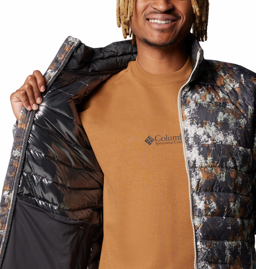 Columbia Men Brown Powder Lite II Printed Jacket - Image 6