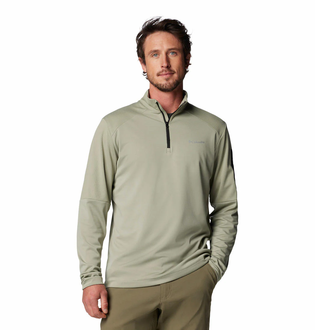 Columbia Men Green Columbia Tech Knit 1/4 Zip (Sun Protection)