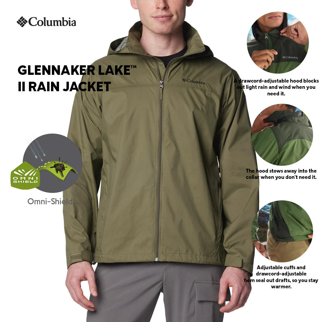 Columbia Men Green Glennaker Lake II Rain Jacket - Image 2