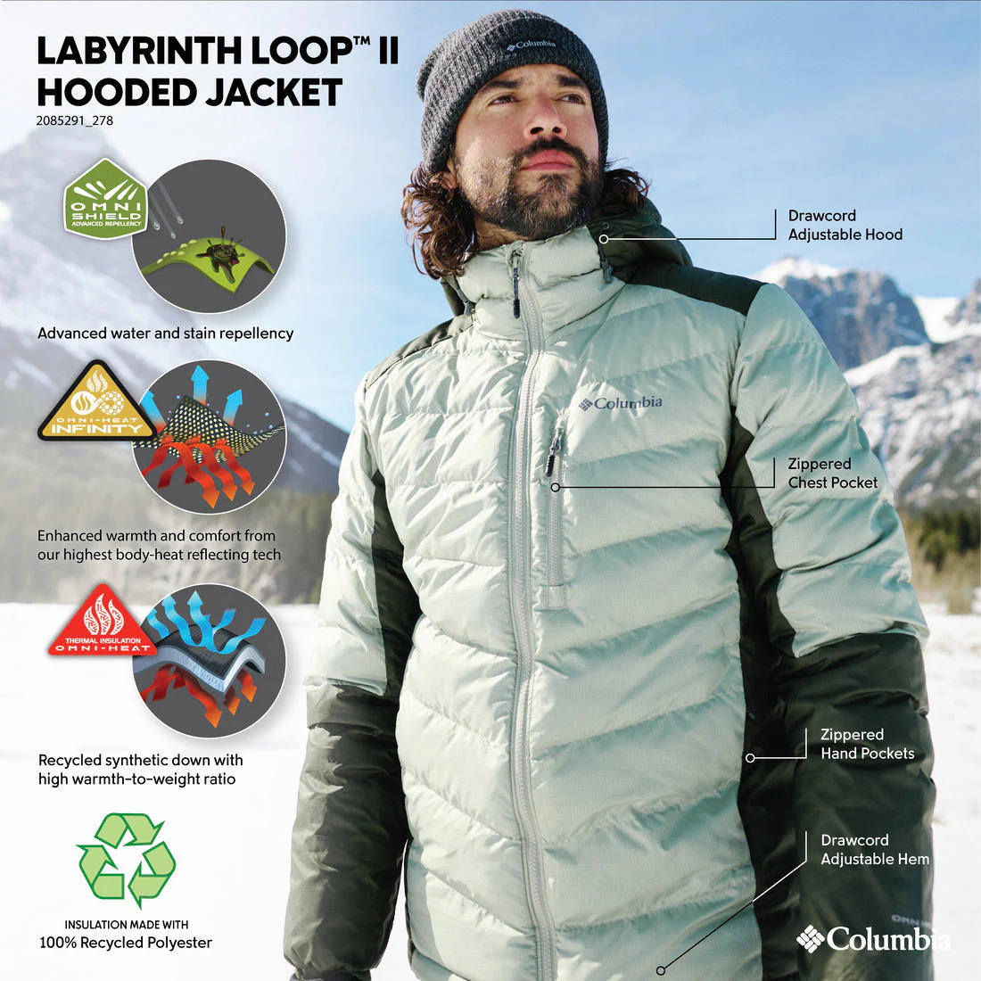 Columbia Men Green Labyrinth Loop II Hooded Jacket - Image 2