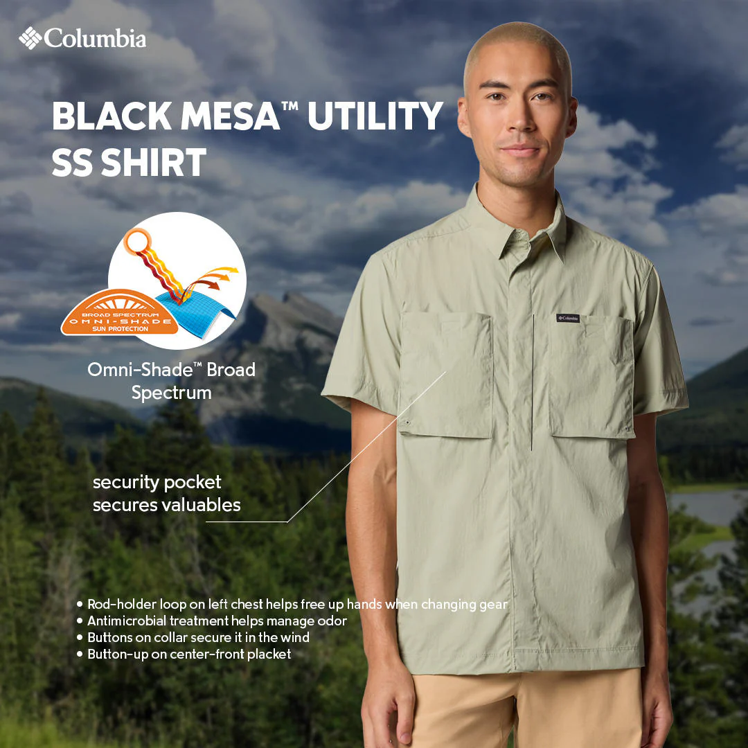 Columbia Men Green Black Mesa Utility SS Shirt - Image 2