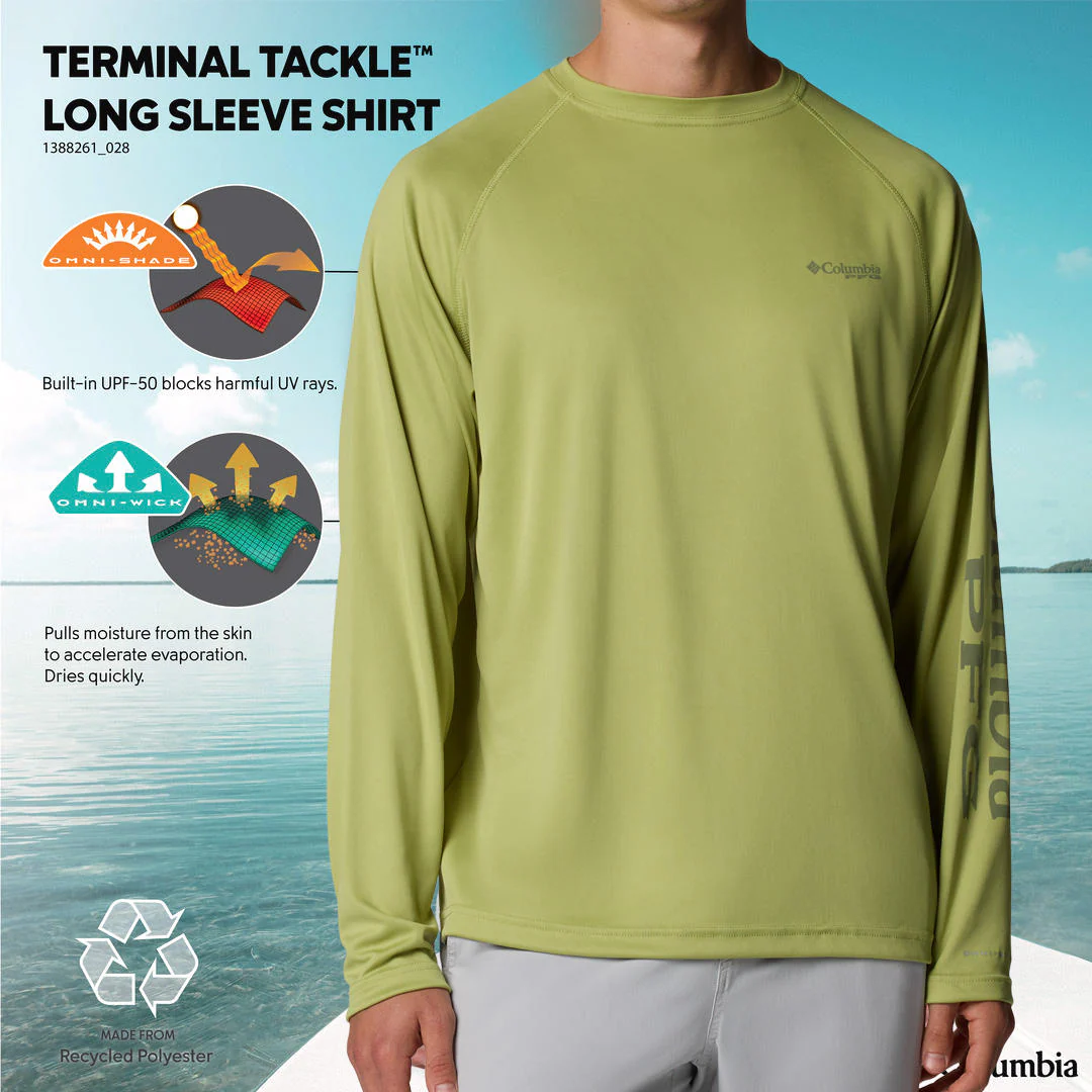 Columbia Men Green Terminal Tackle LS Shirt (Sun Protection) - Image 2