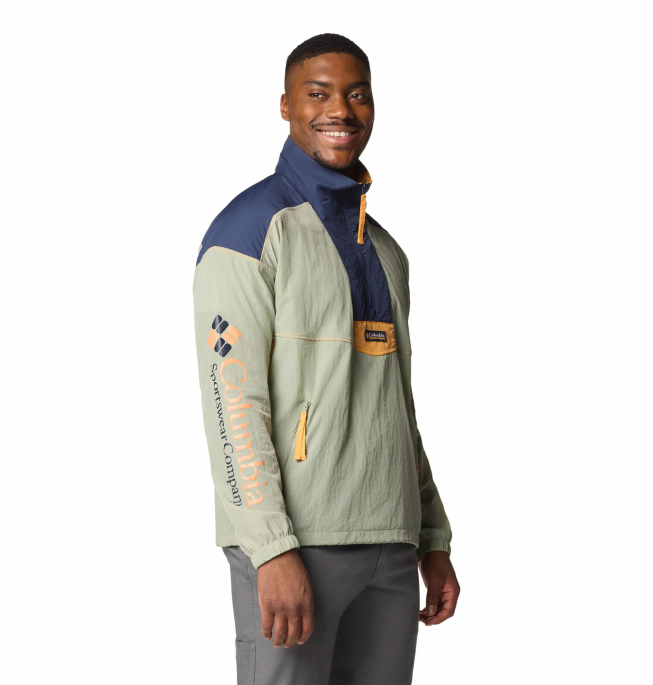 Columbia Men Green Riptide II Retro Windbreaker Anorak - Image 4