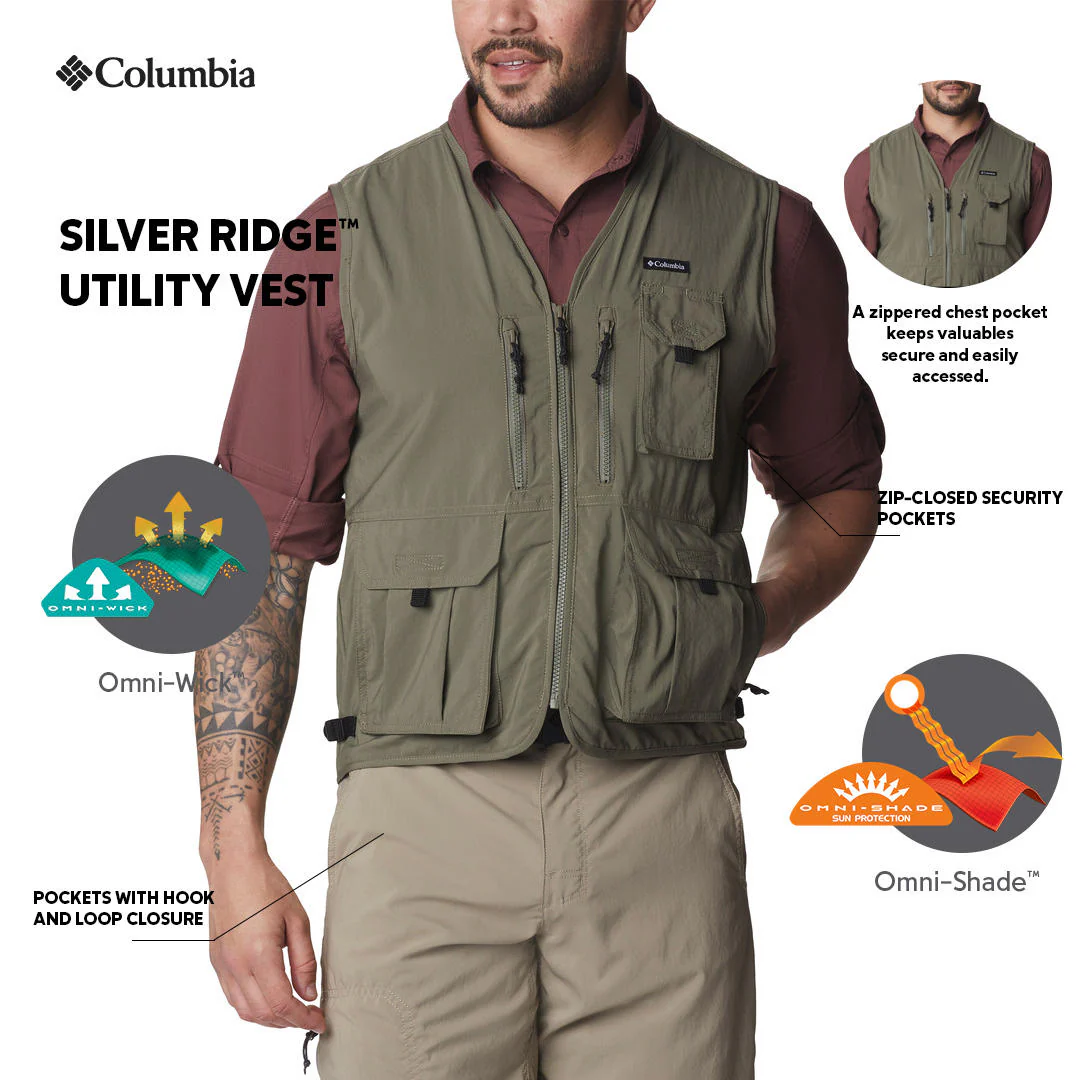 Columbia Men Green Silver Ridge Utility Vest (Sun Protection) - Image 2