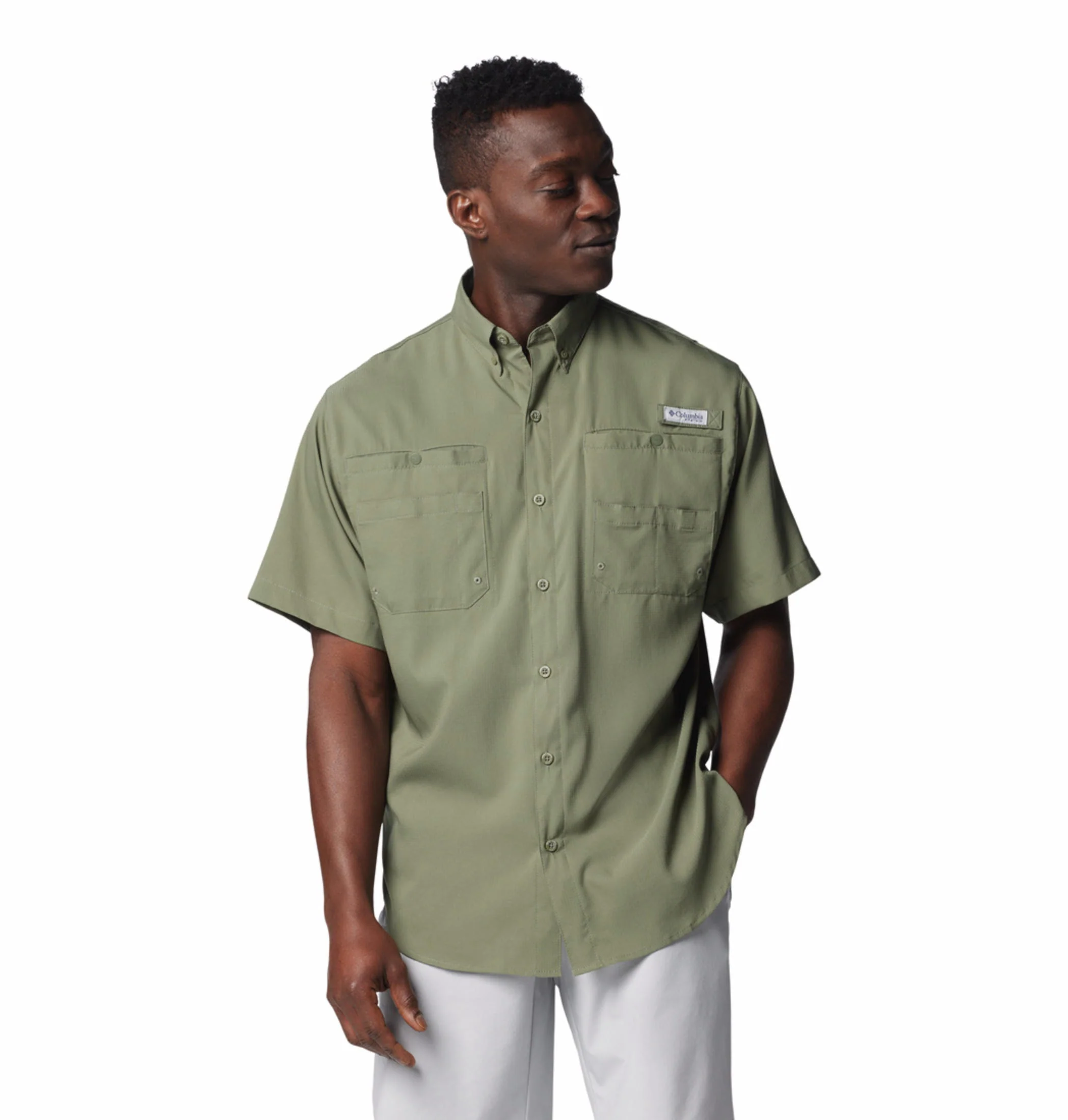 Columbia Men Green Tamiami II SS Shirt (Sun Protection)