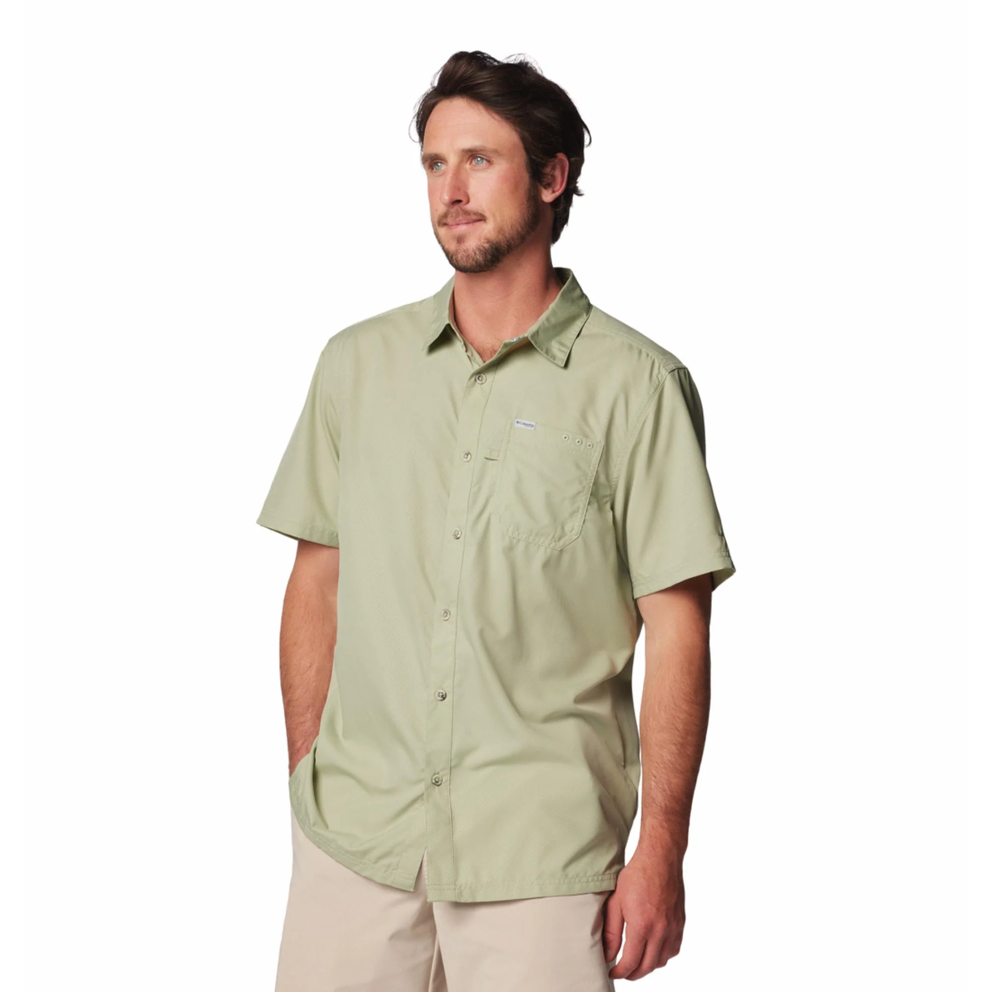 Columbia Men Green Slack Tide Camp Shirt (Sun Protection) - Image 3