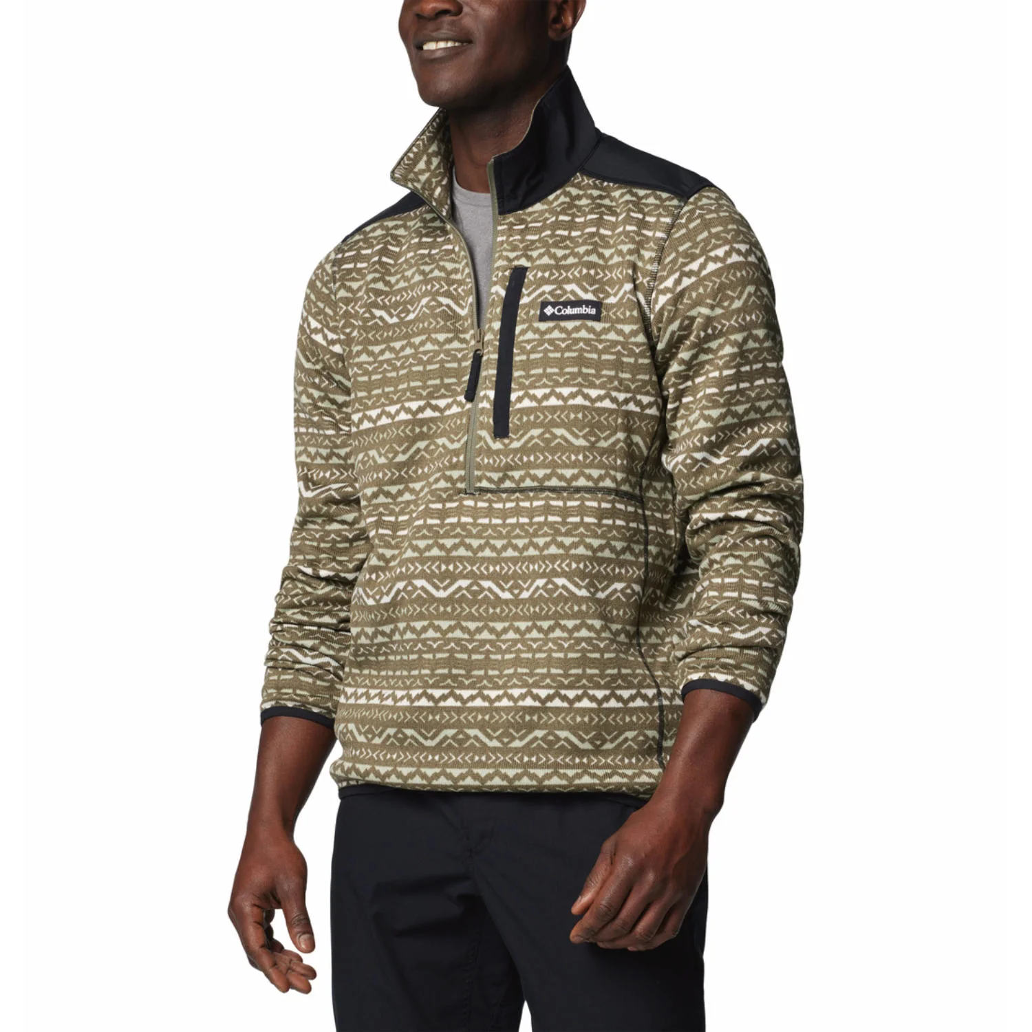 Columbia Men Green Sweater Weather Printed Half Zip II - Image 4