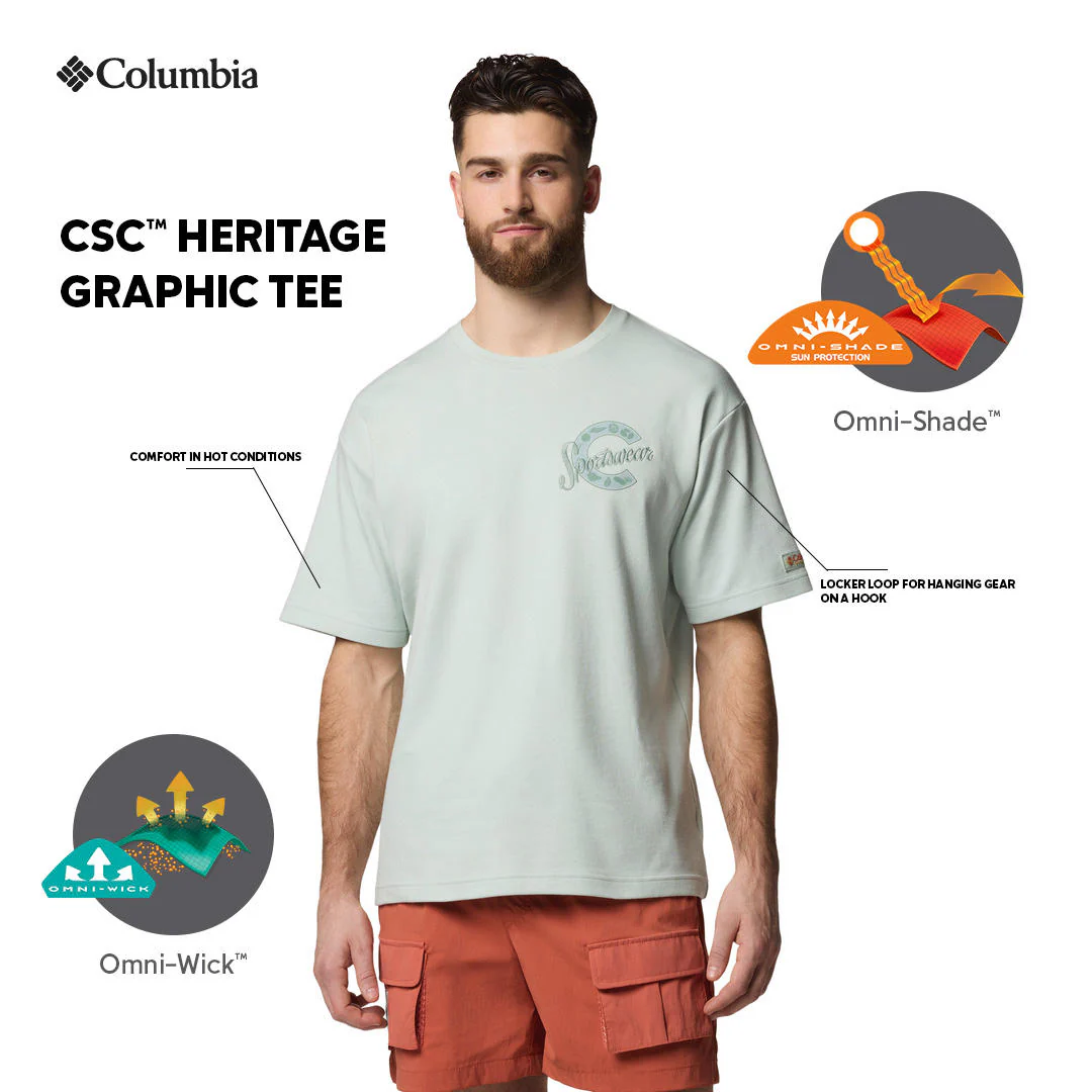 Columbia Men Green CSC Heritage Graphic Tee (Sun Protection) - Image 2