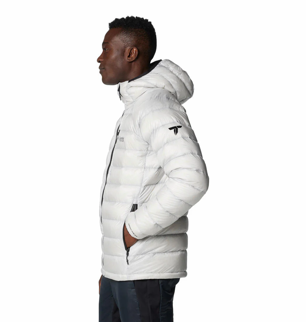 Columbia Men Grey Arctic Crest Down Hooded Jacket - Image 3