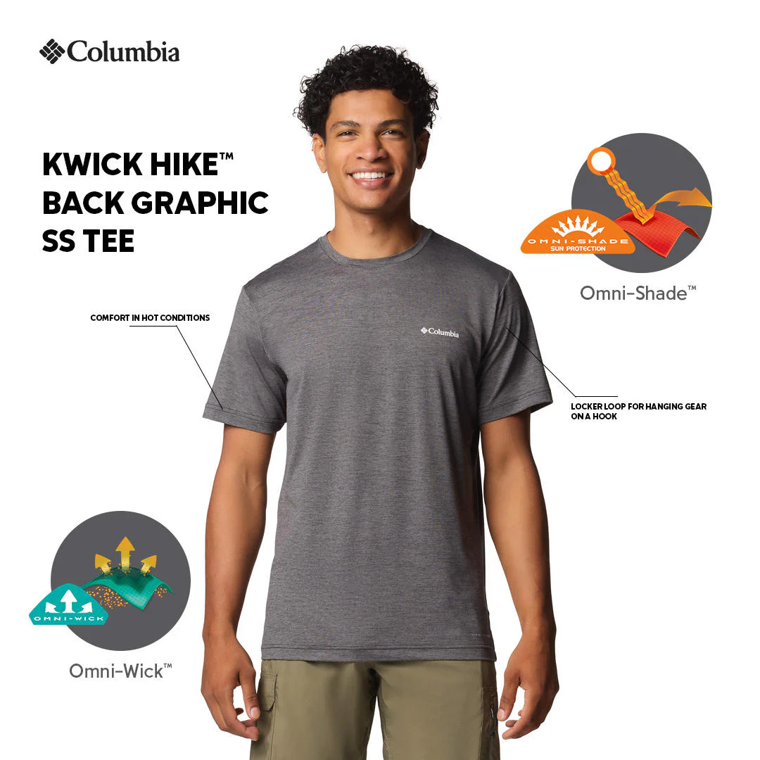 Columbia Men Black Kwick Hike Back Graphic SS Tee (Sun Protection) - Image 2