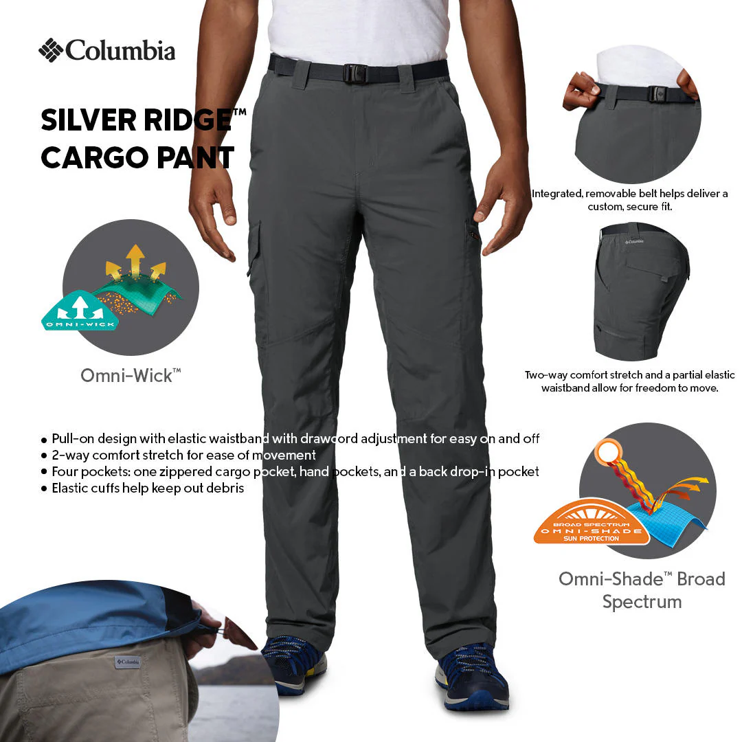 Columbia Men Grey Silver Ridge Cargo Pant (Sun Protection) - Image 2