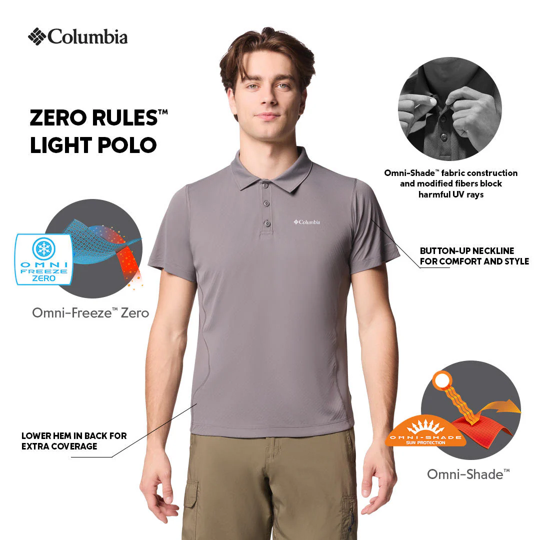 Columbia Men Grey Zero Rules Light Polo (Sun Protection) - Image 2