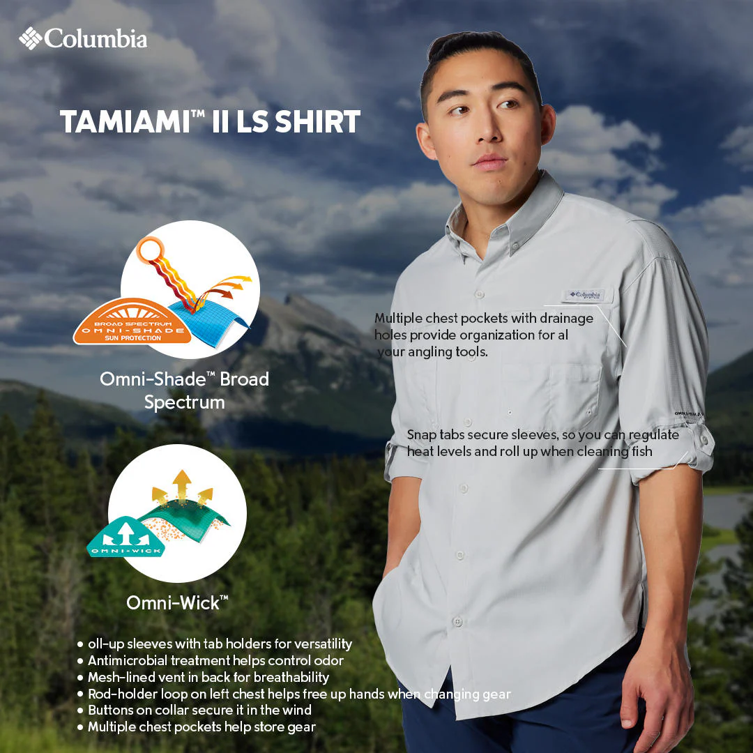 Columbia Men Black Tamiami II LS Shirt (Sun Protection) - Image 2