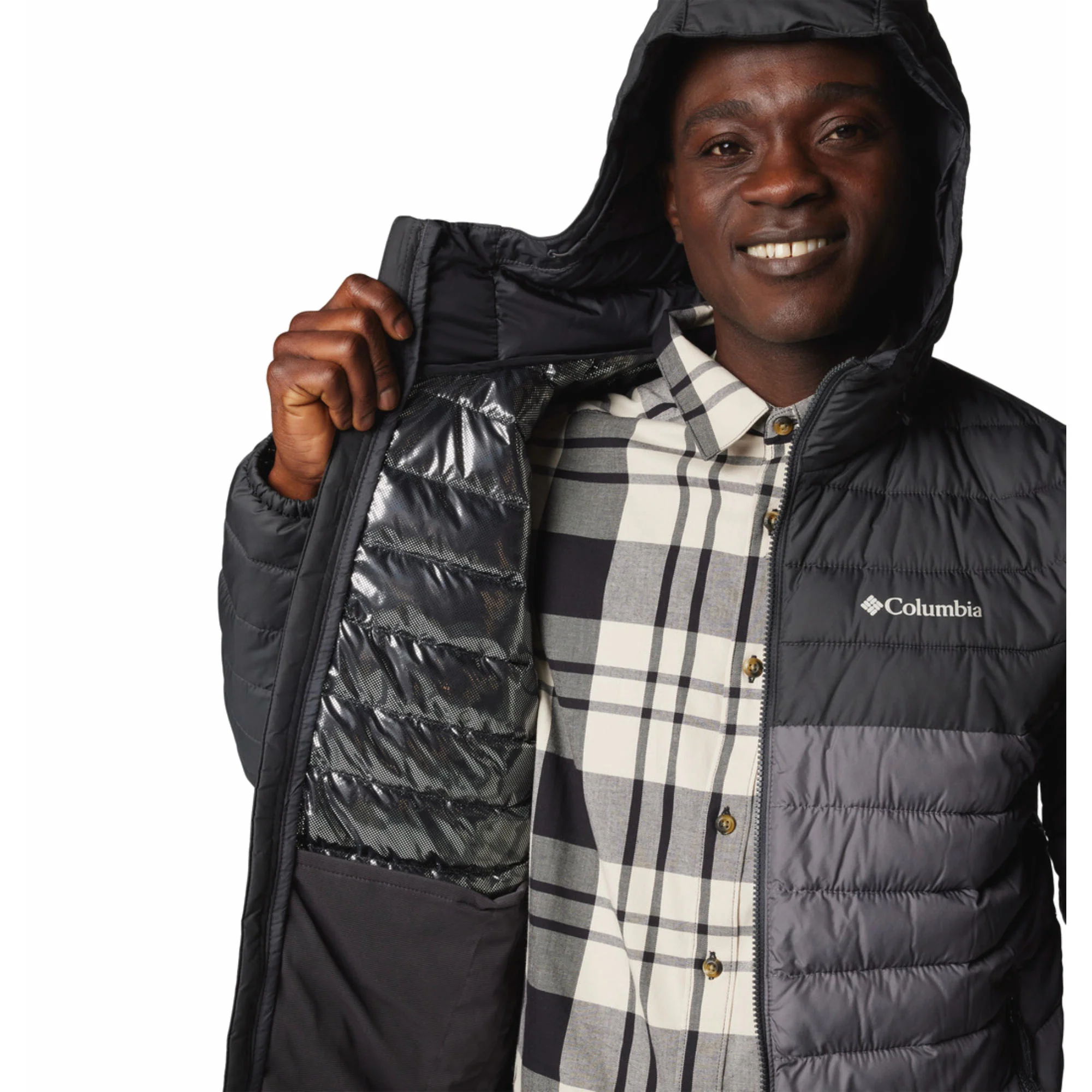 Columbia Men Grey Powder Lite II Hooded Jacket - Image 7