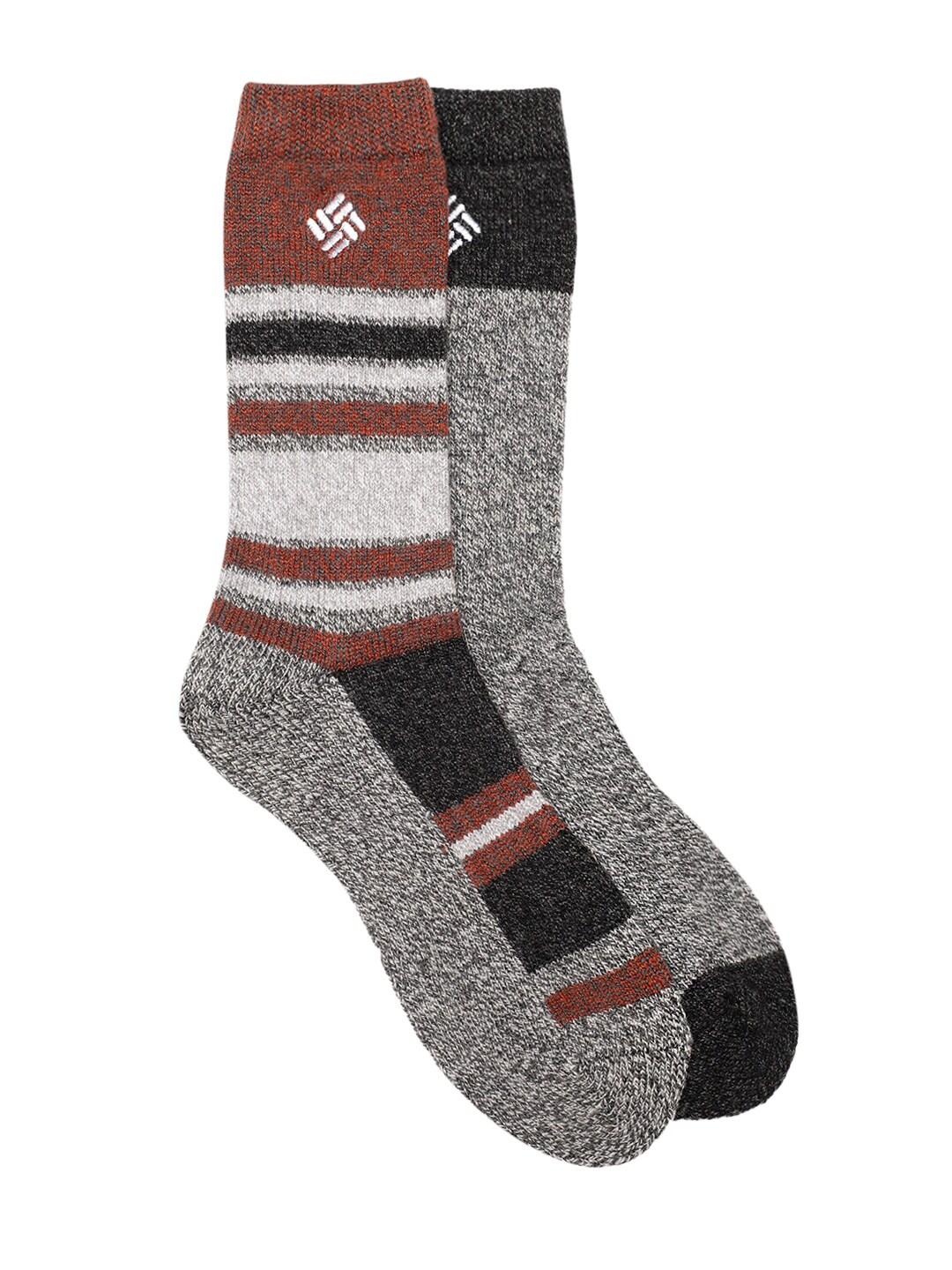 Columbia Men Grey Repreve Marl Stripe Wool Crew (2 Pair) (Non Returnable)