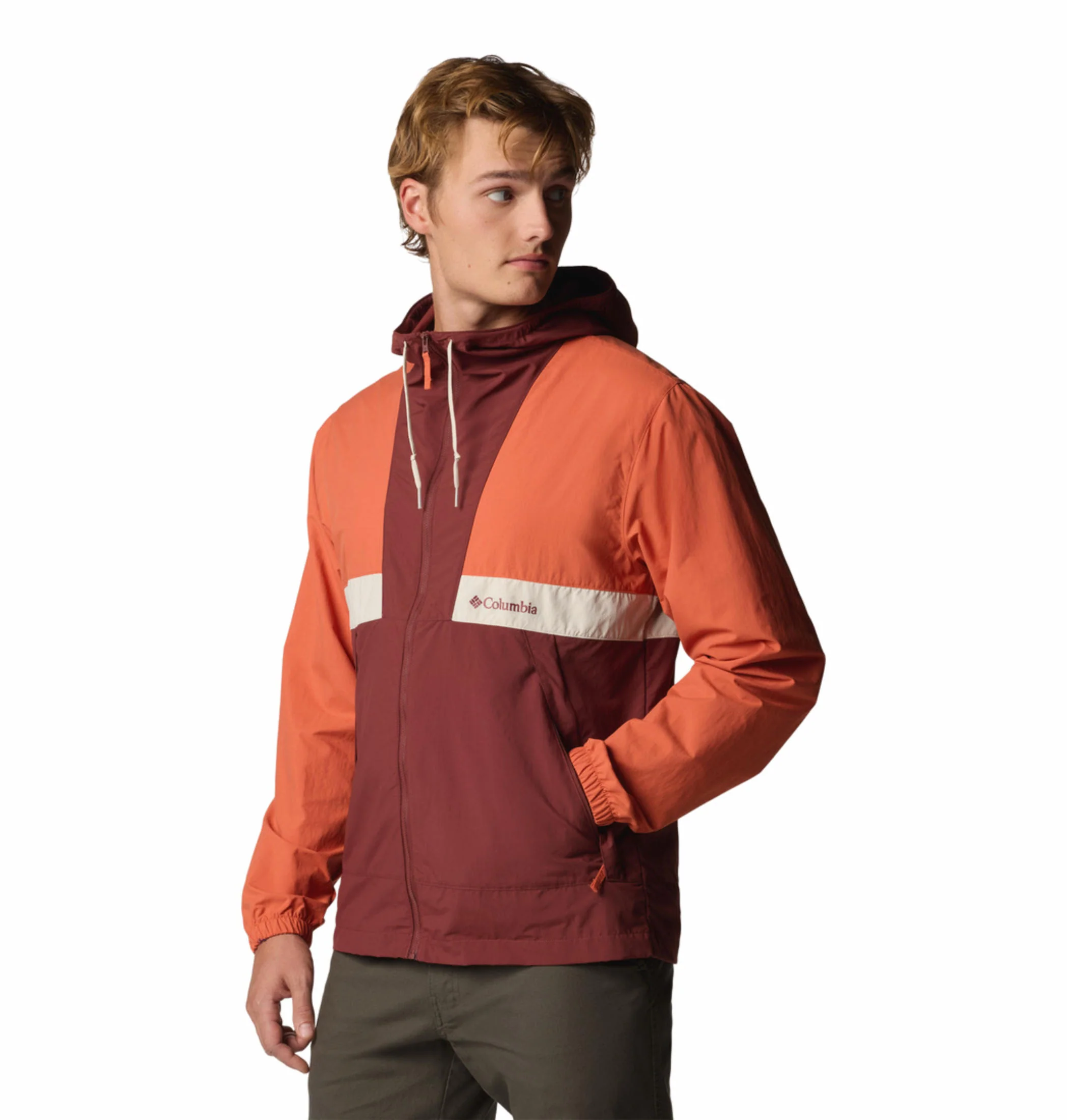 Columbia Men Red Spire Valley Hooded Windbreaker (Sun Protection) - Image 4