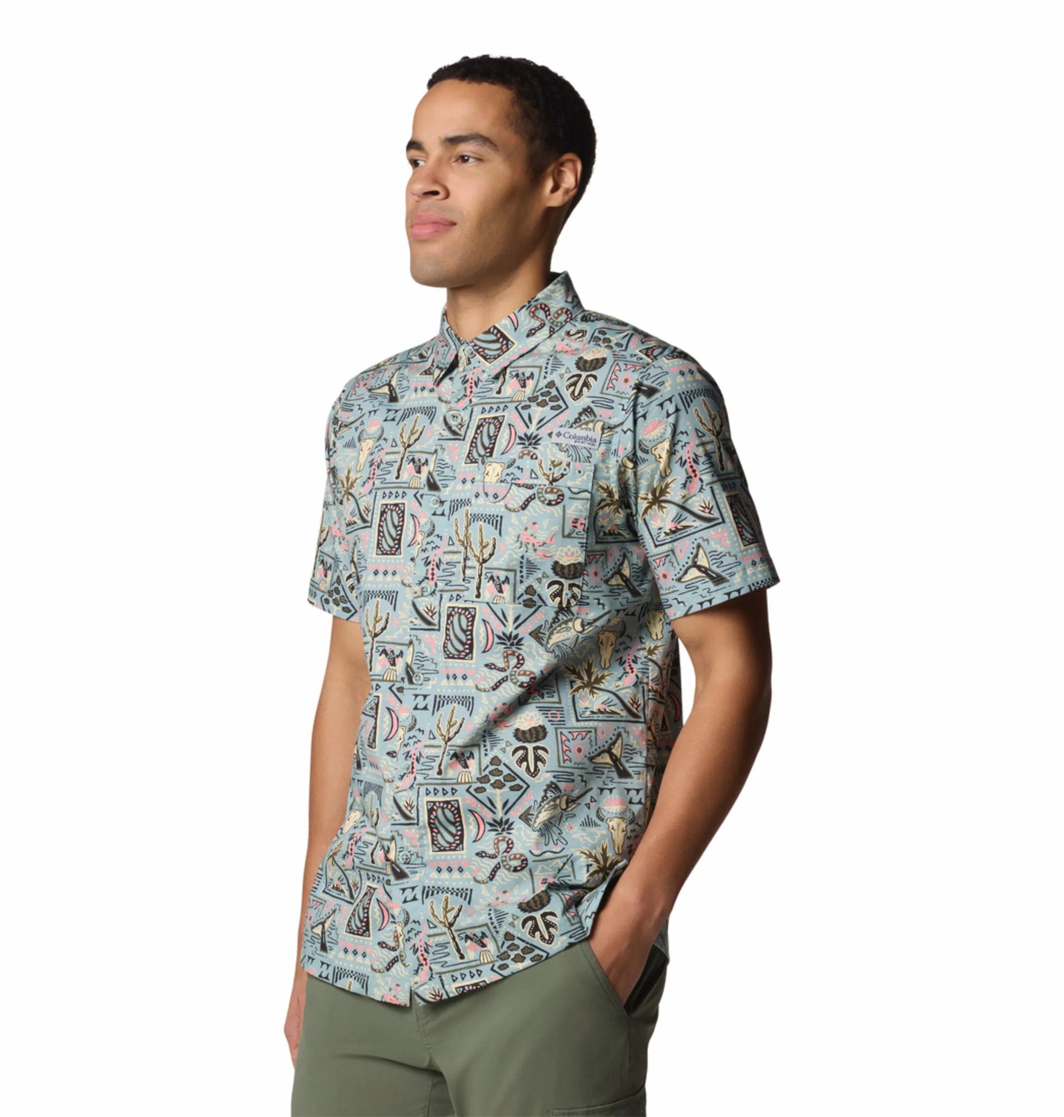 Columbia Men Blue Wild Cast Camp Shirt - Image 4