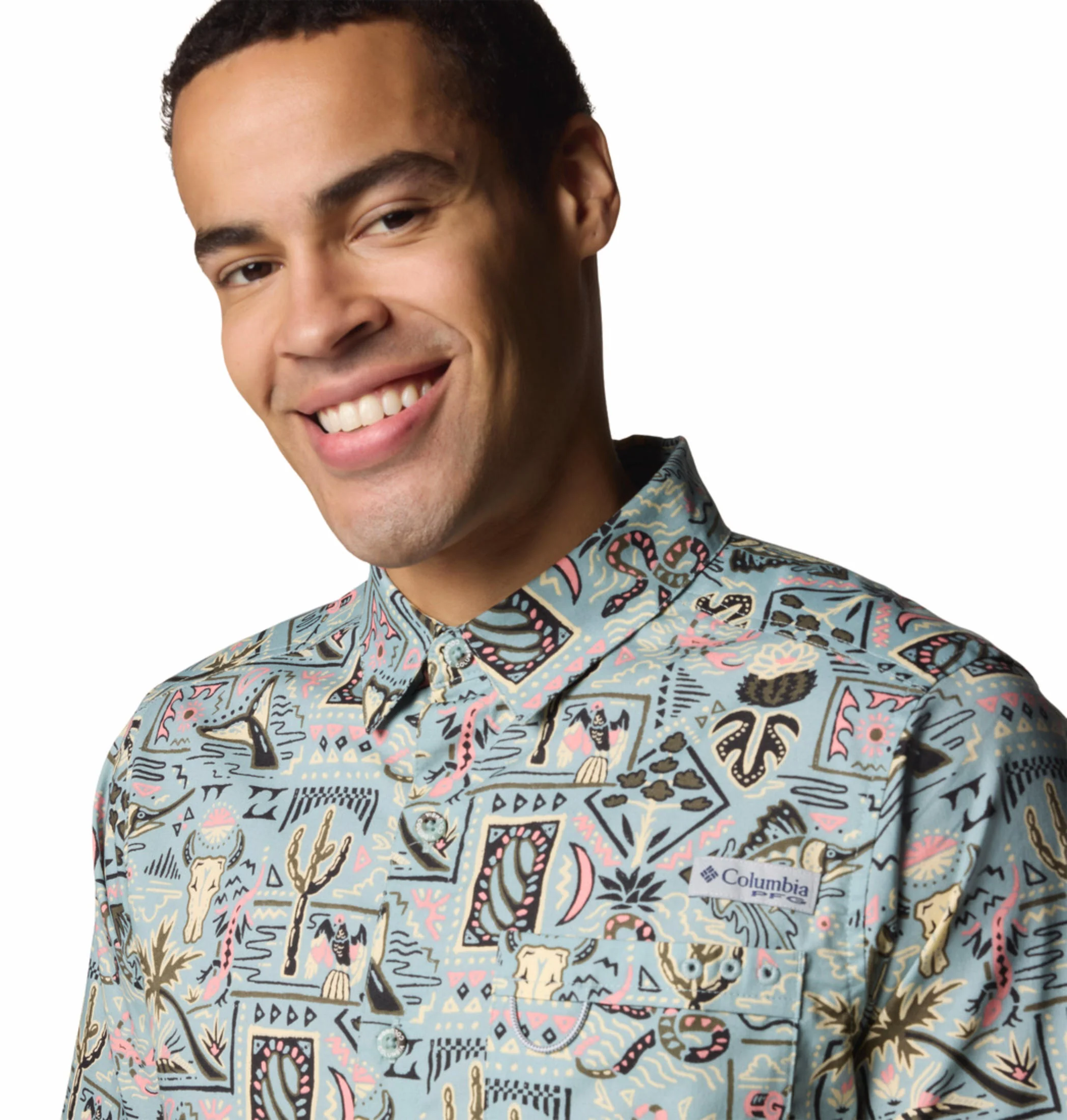 Columbia Men Blue Wild Cast Camp Shirt - Image 7