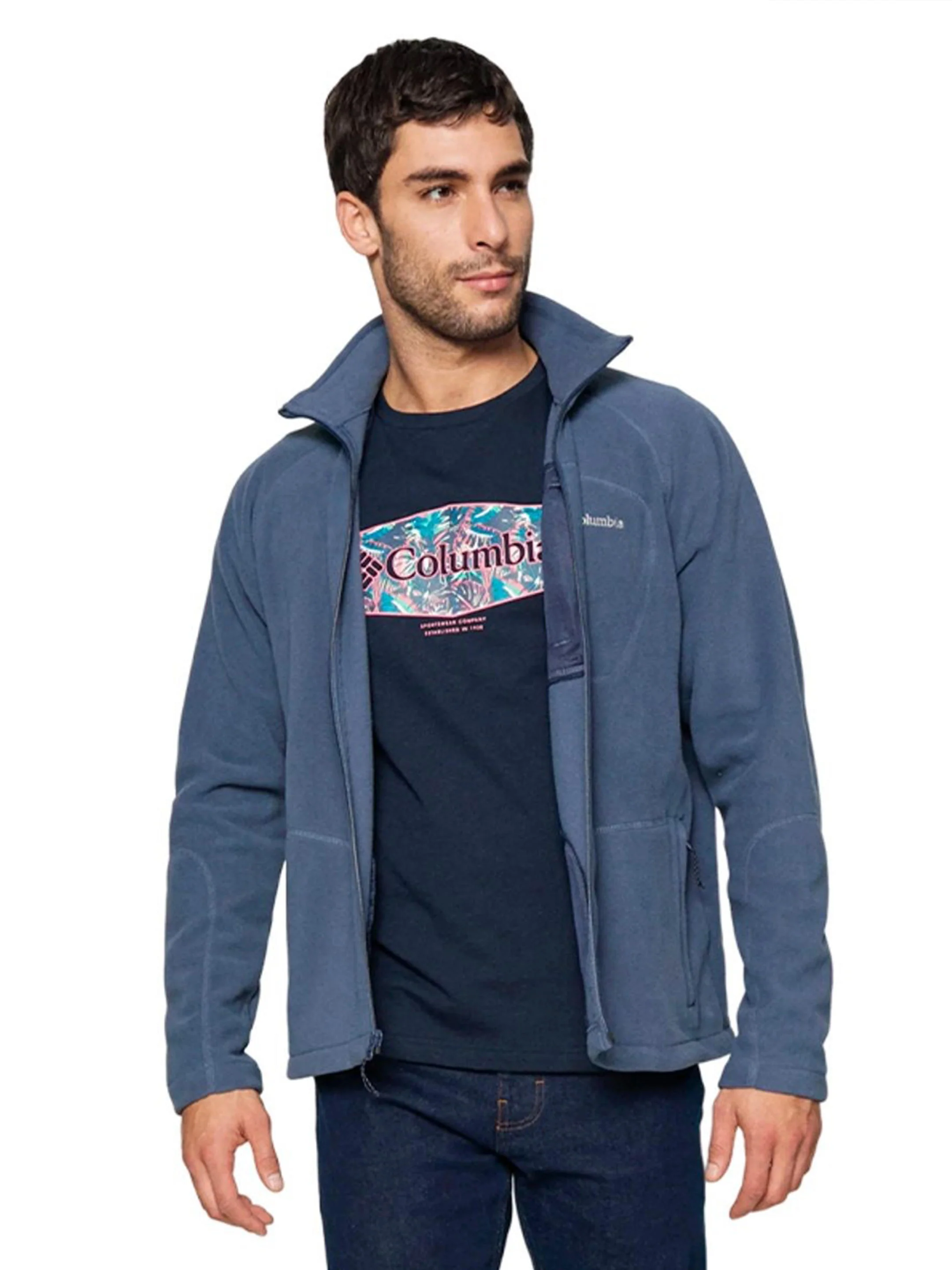 Columbia Men Blue Fast Trek II Full Zip Fleece - Image 4