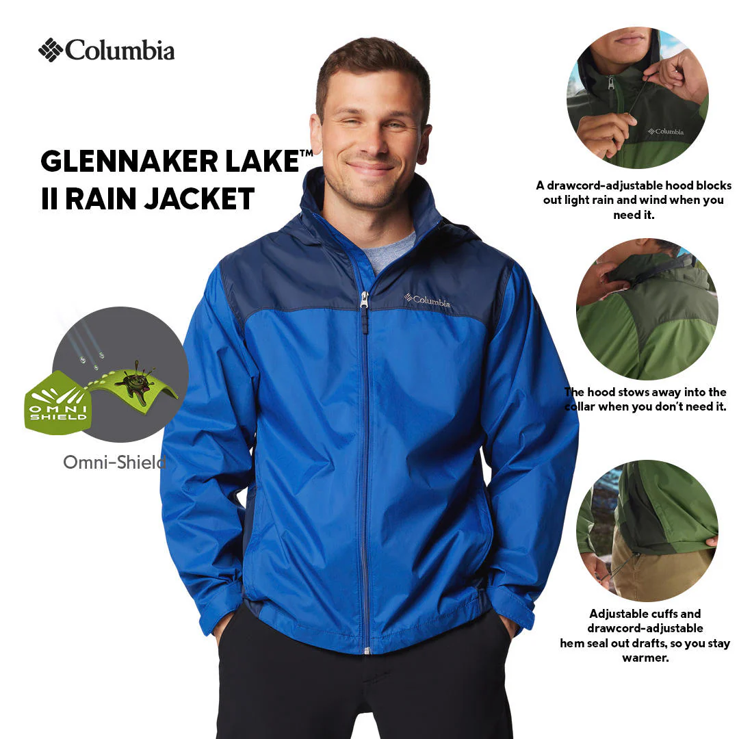Columbia Men Blue Glennaker Lake II Rain Jacket - Image 2