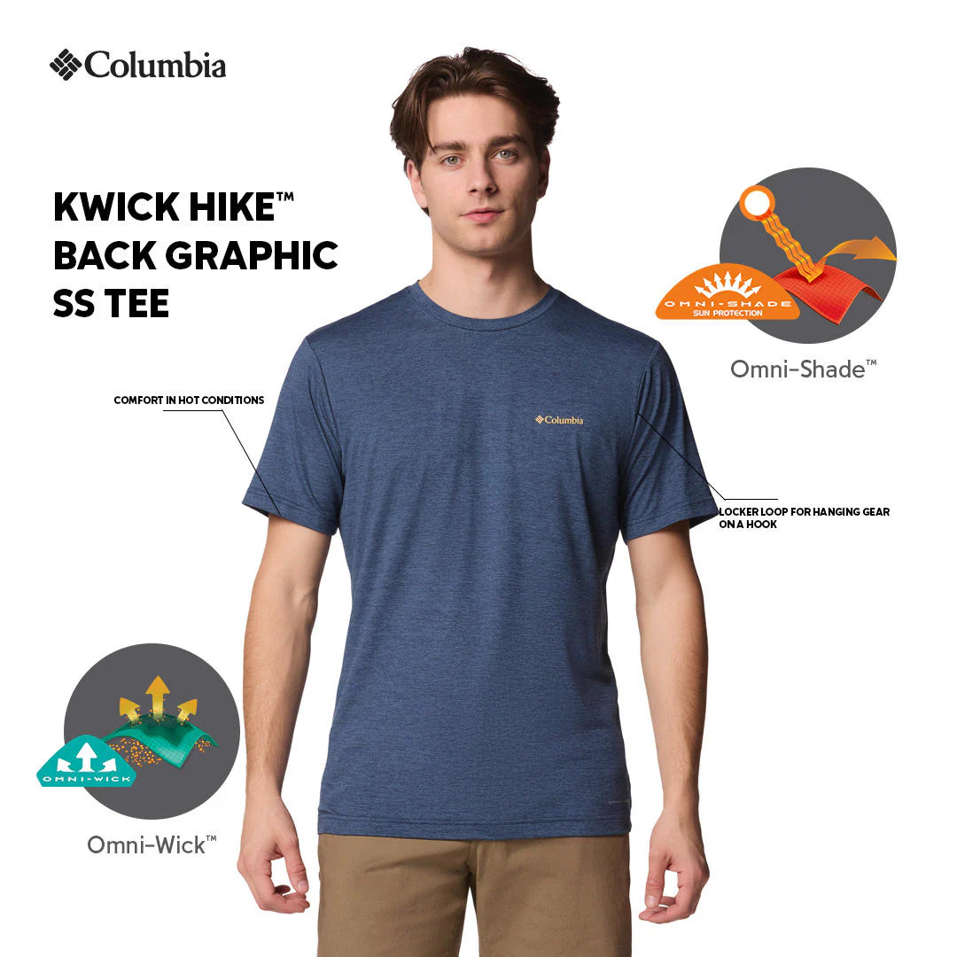 Columbia Men Blue Kwick Hike Back Graphic SS Tee (Sun Protection) - Image 2