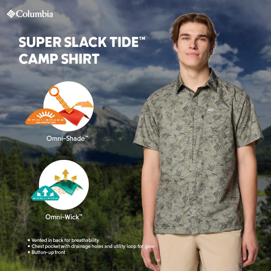Columbia Men Green Super Slack Tide Camp Shirt (Sun Protection) - Image 2