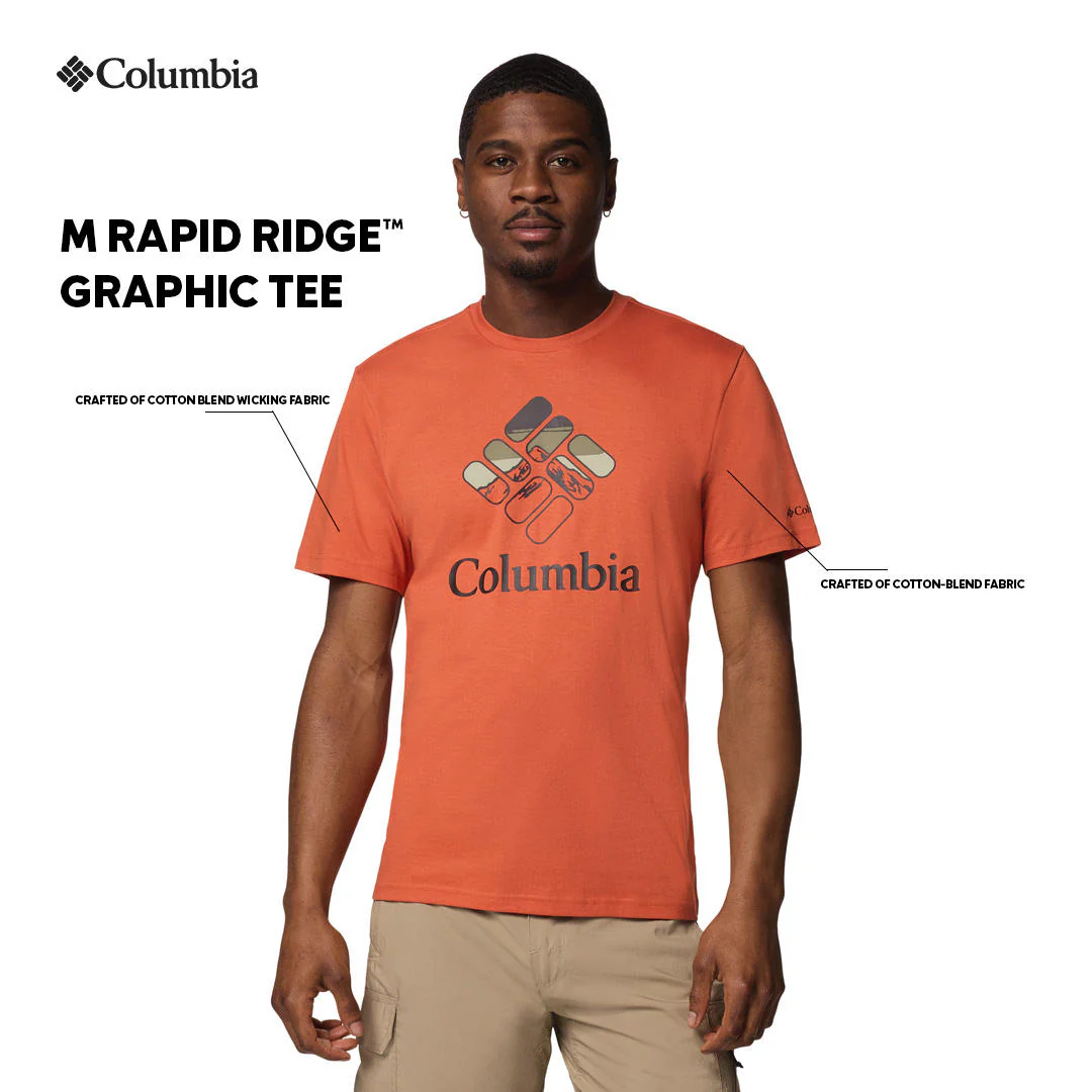 Columbia Men Red M Rapid Ridge Graphic Tee - Image 2