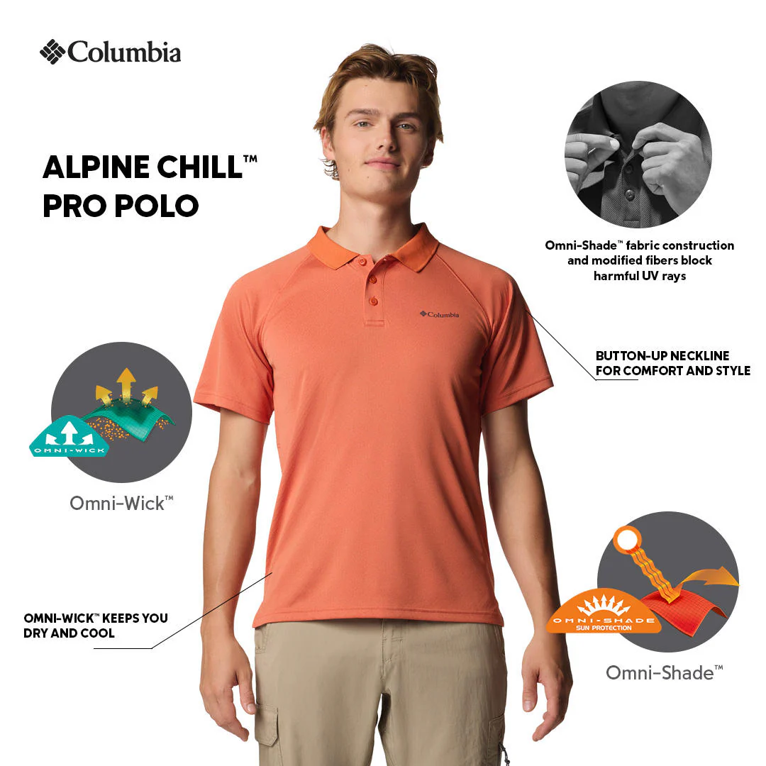 Columbia Men Red Alpine Chill Pro Polo (Sun Protection) - Image 2