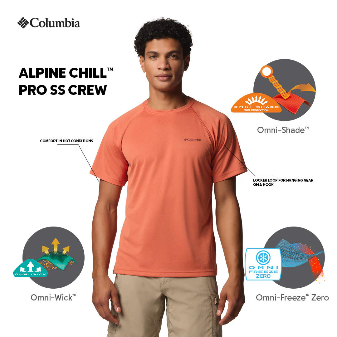 Columbia Men Red Alpine Chill Pro SS Crew (Sun Protection) - Image 2