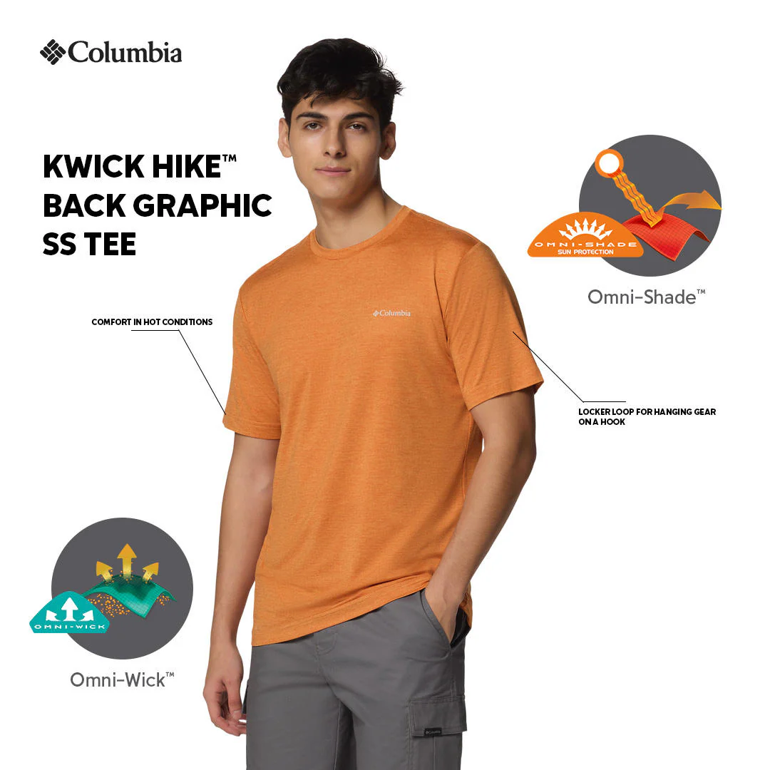 Columbia Men Red Kwick Hike Back Graphic SS Tee (Sun Protection) - Image 2