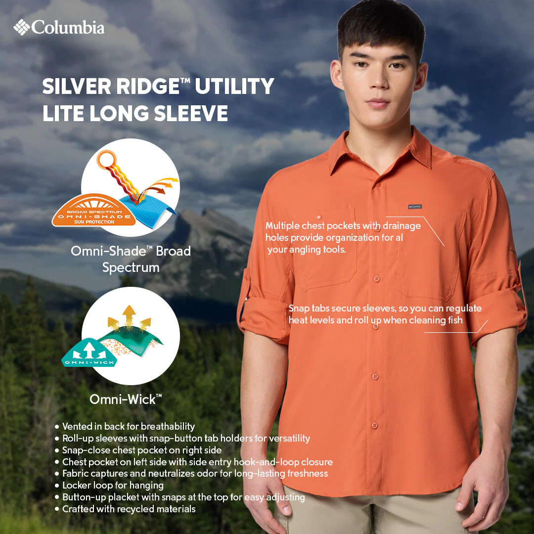 Columbia Men Red Silver Ridge Utility Lite Long Sleeve (Sun Protection) - Image 2