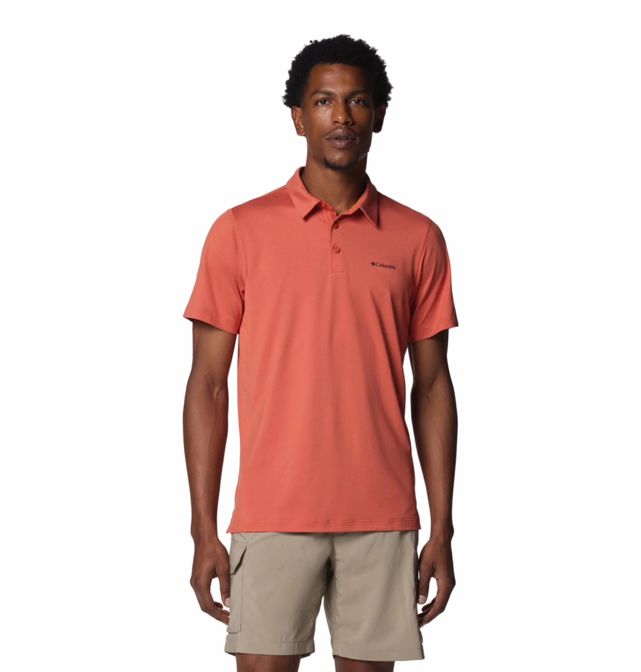Columbia Men Red Tech Trail Polo (Sun Protection)
