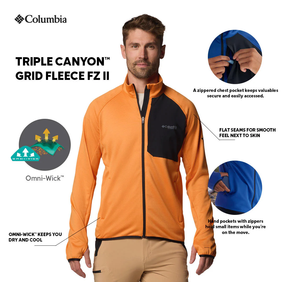 Columbia Men Black Triple Canyon Grid Fleece FZ II - Image 2