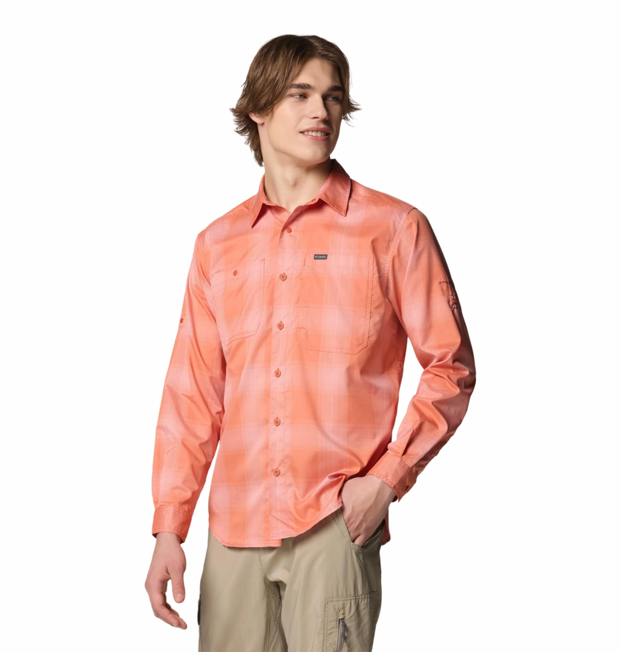 Columbia Men Red Silver Ridge Utility Lite Plaid LS (Sun Protection) - Image 4