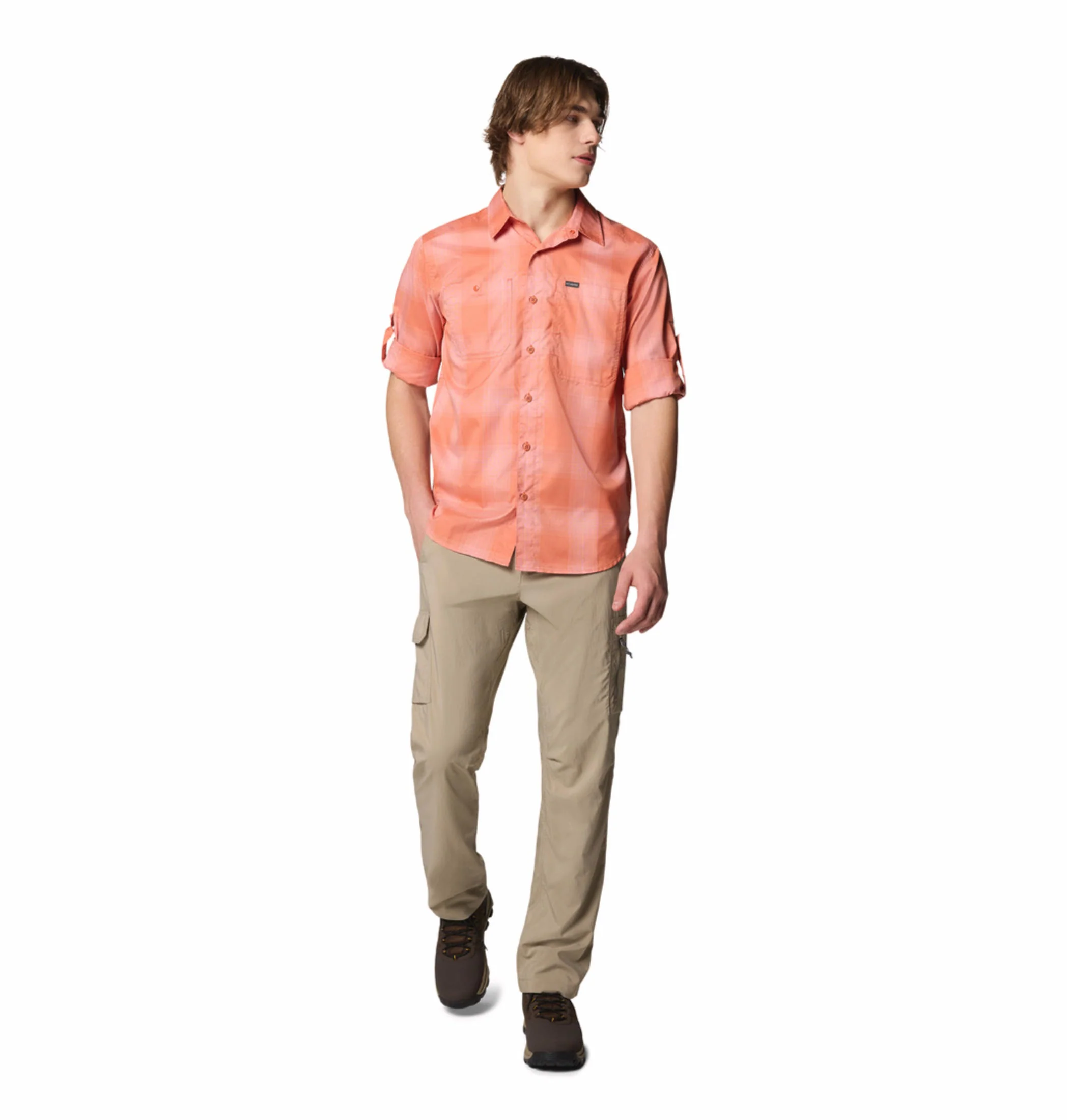 Columbia Men Red Silver Ridge Utility Lite Plaid LS (Sun Protection) - Image 6