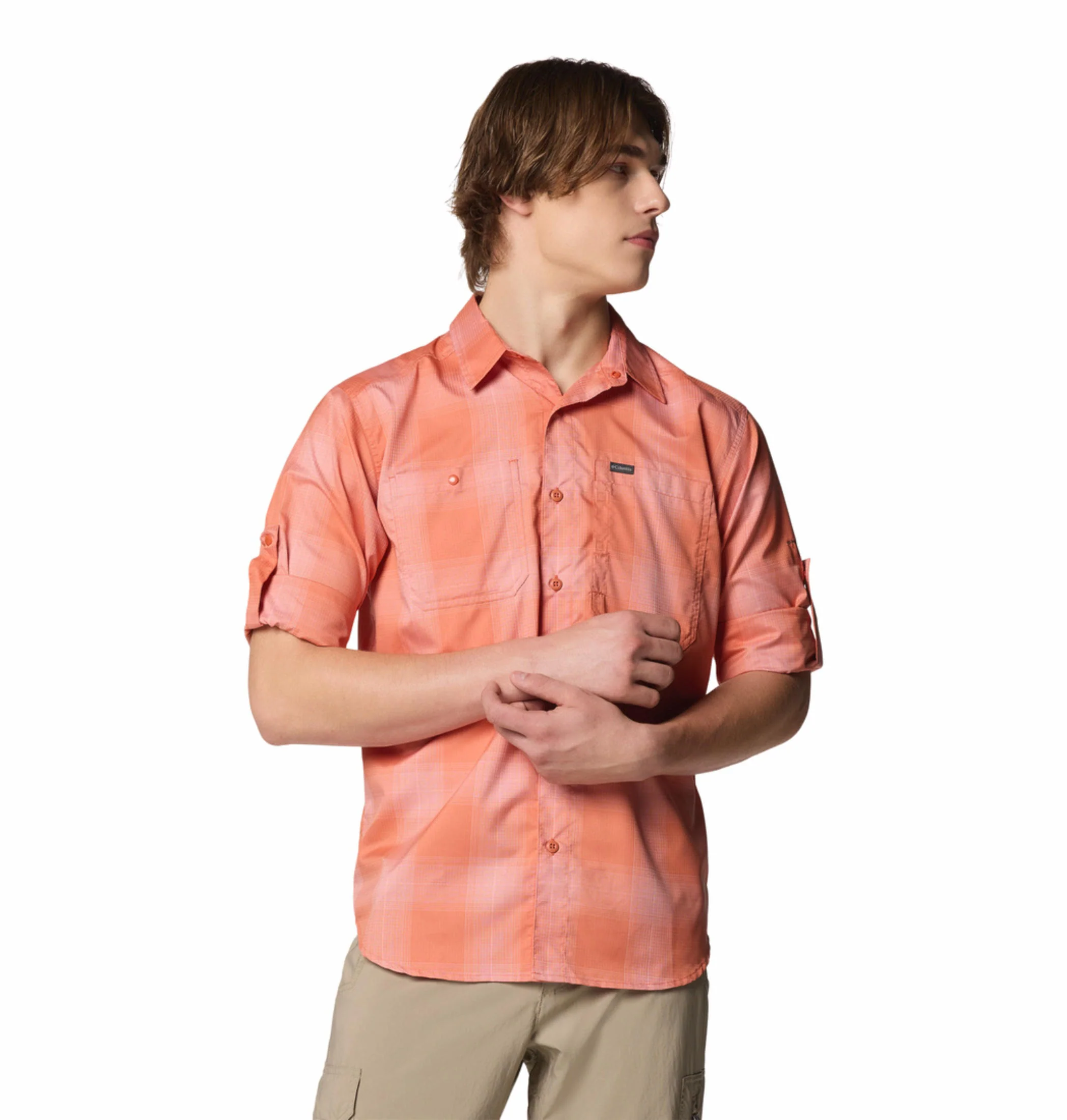 Columbia Men Red Silver Ridge Utility Lite Plaid LS (Sun Protection) - Image 9