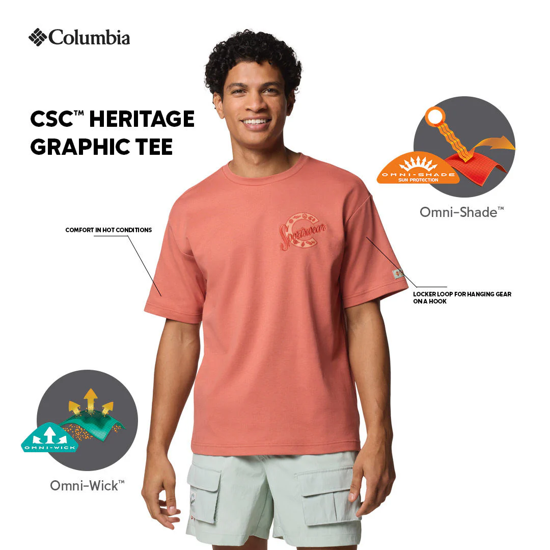 Columbia Men Red CSC Heritage Graphic Tee (Sun Protection) - Image 2