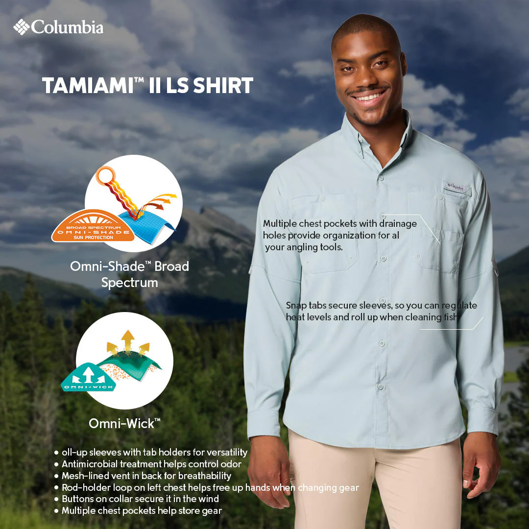 Columbia Men Blue Tamiami II LS Shirt (Sun Protection) - Image 2
