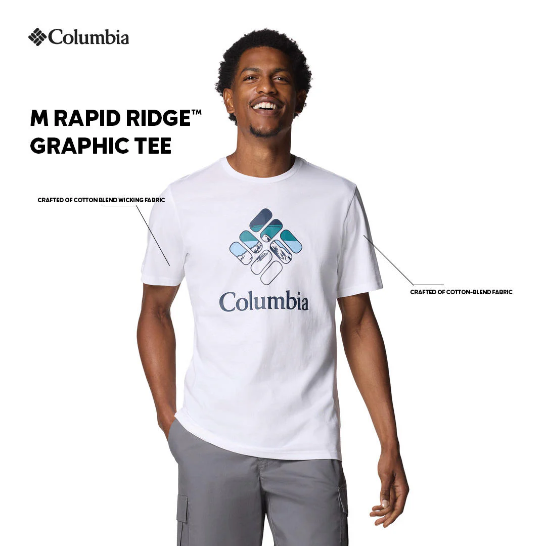 Columbia Men White M Rapid Ridge Graphic Tee - Image 2