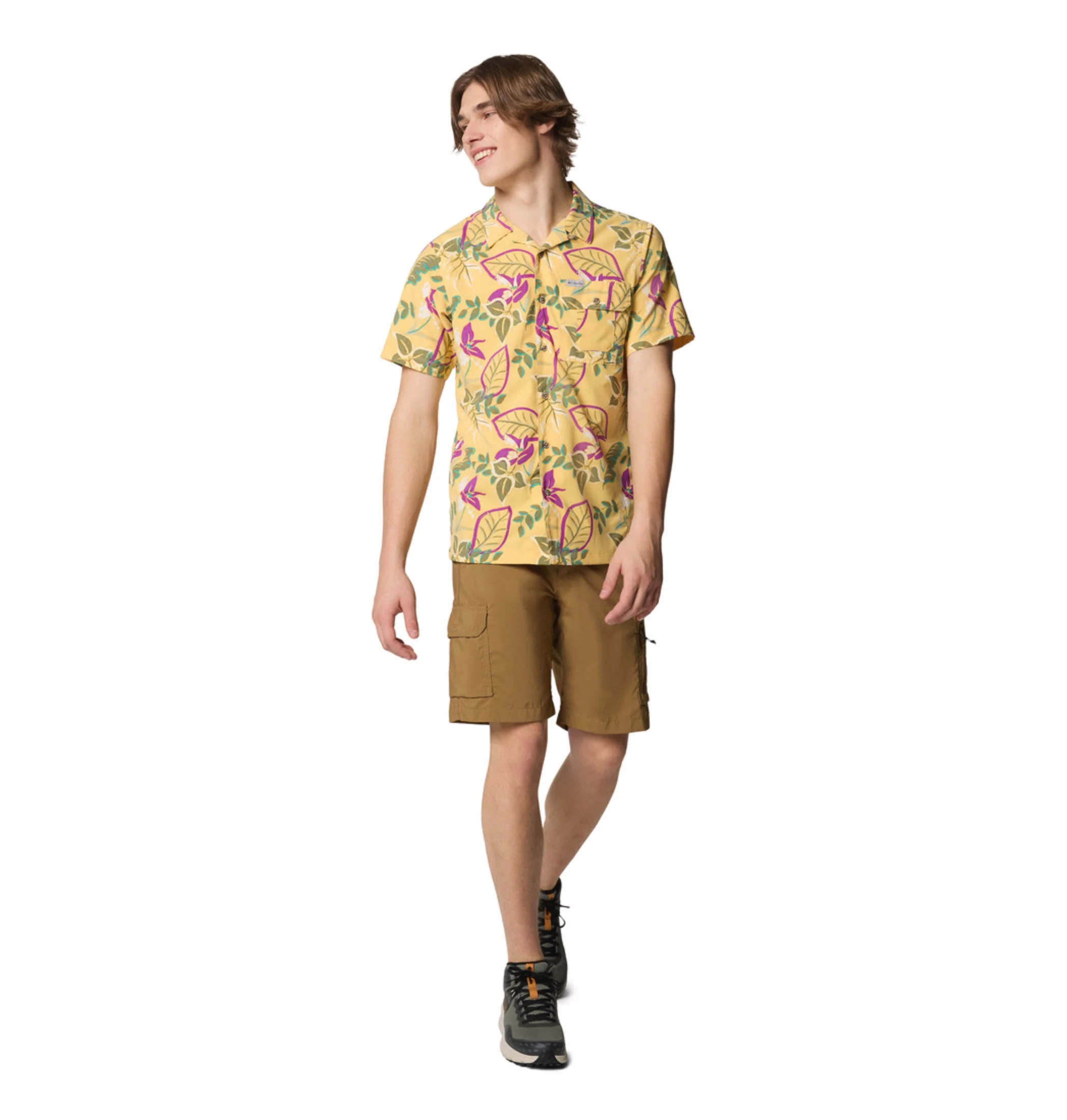 Columbia Men Yellow Tech Trail Utility Printed Woven SS (Sun Protection) - Image 5