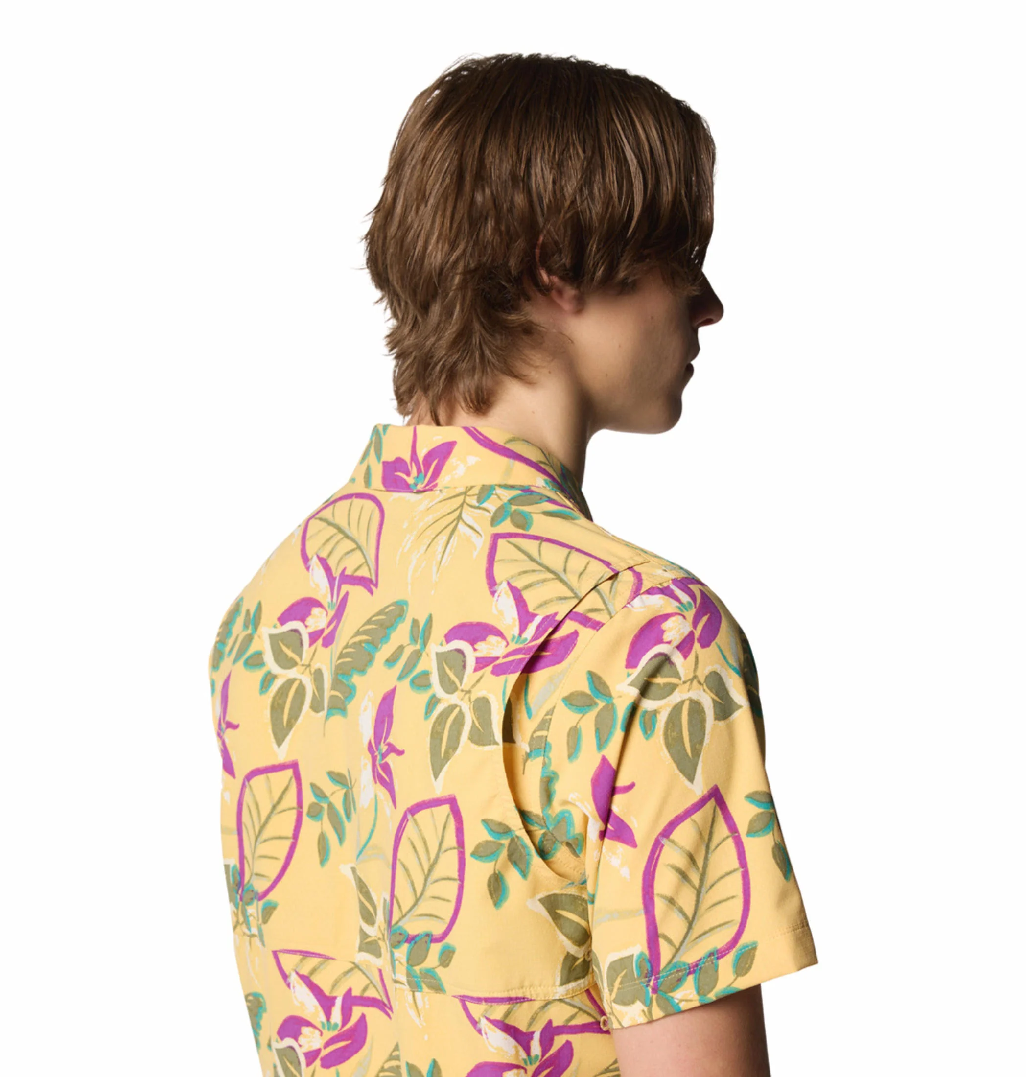 Columbia Men Yellow Tech Trail Utility Printed Woven SS (Sun Protection) - Image 7