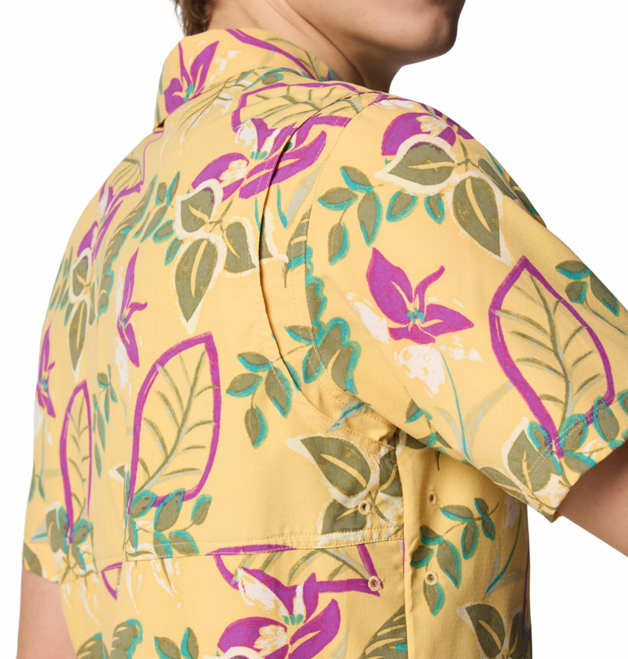 Columbia Men Yellow Tech Trail Utility Printed Woven SS (Sun Protection) - Image 8