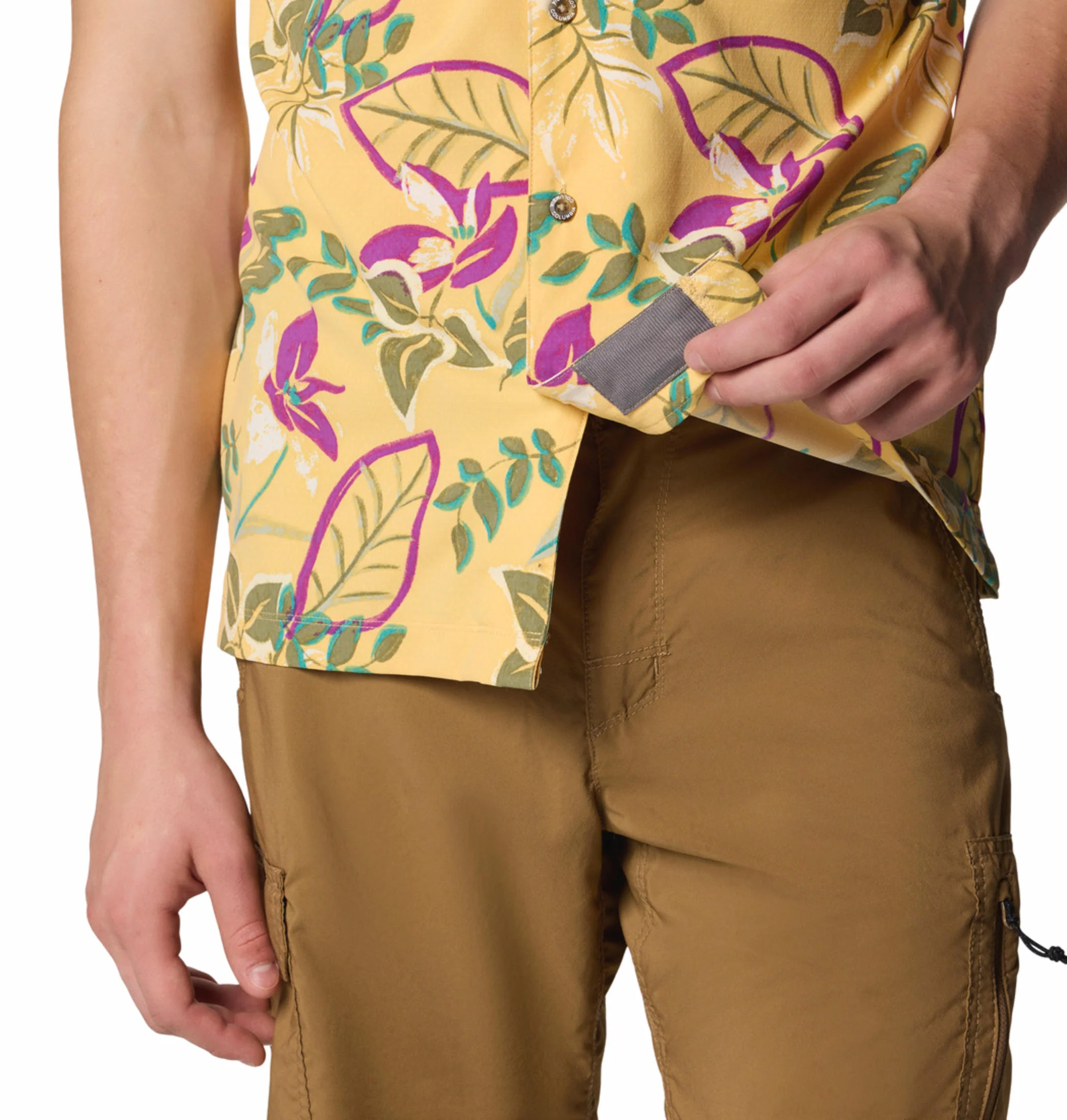 Columbia Men Yellow Tech Trail Utility Printed Woven SS (Sun Protection) - Image 9